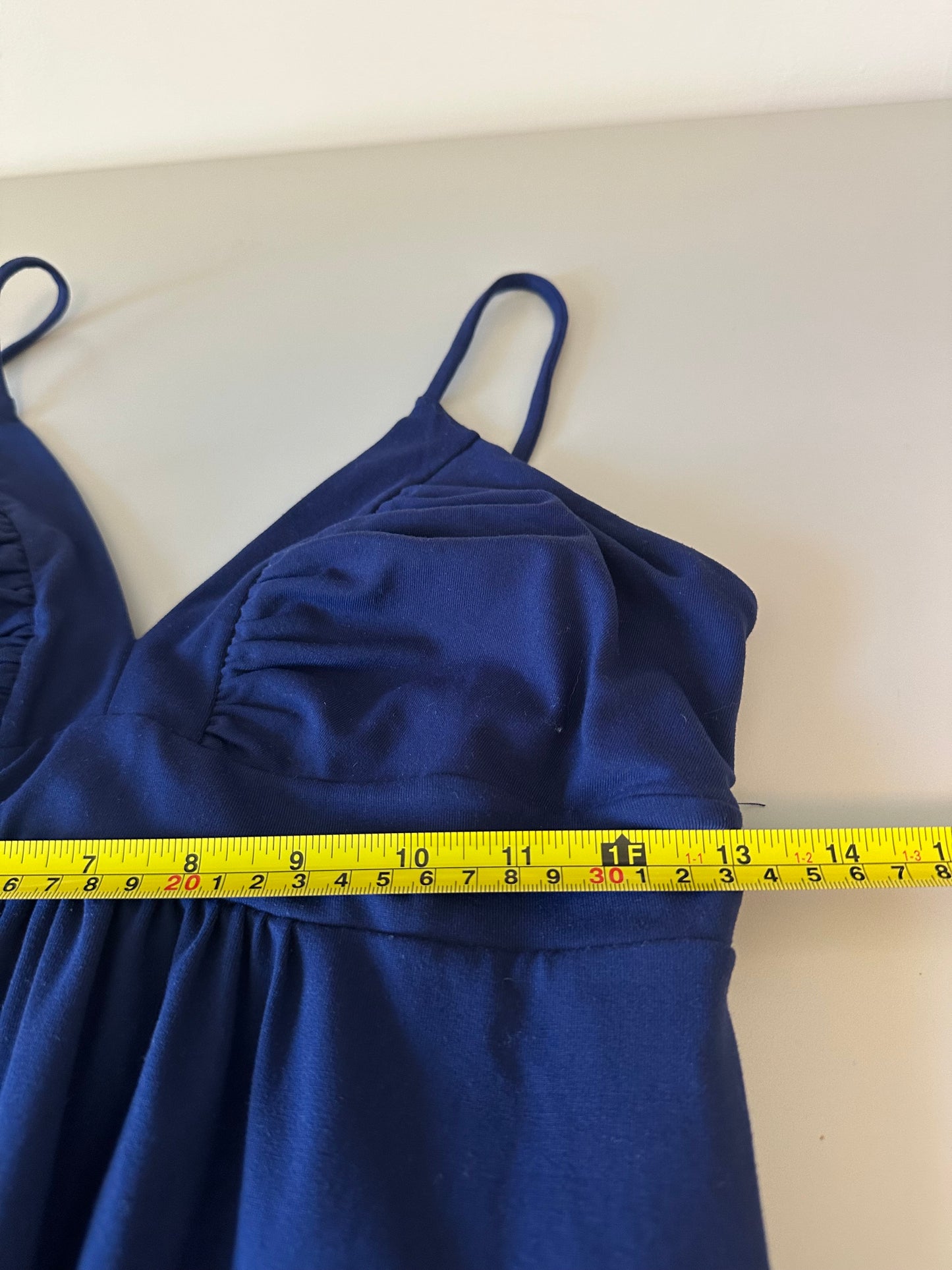 Susana Monaco Empire Waist Babydoll Dress in Navy Blue | Size Large