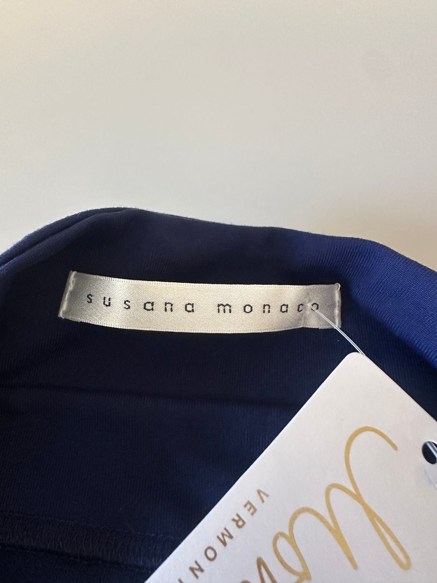 Susana Monaco Empire Waist Babydoll Dress in Navy Blue | Size Large