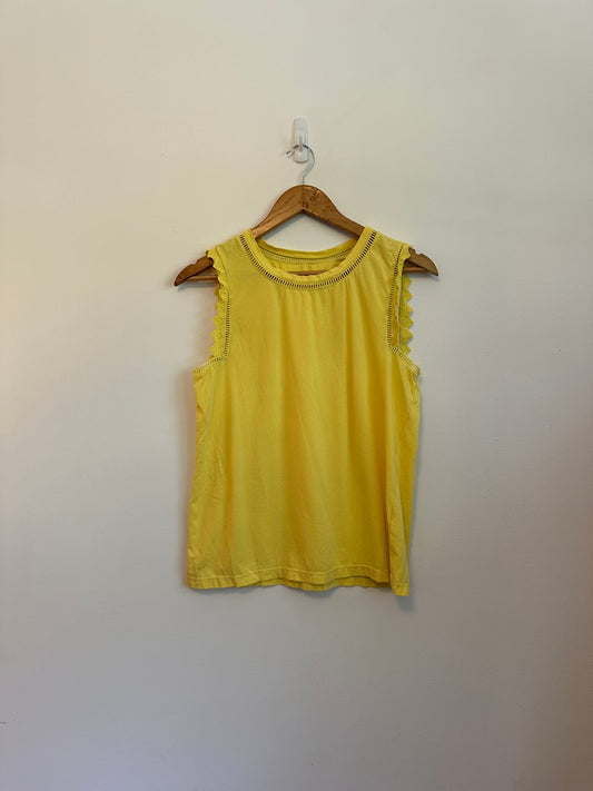 Lilly Pulitzer Ruffle Trim Cotton Tank Top in Yellow | Size Medium