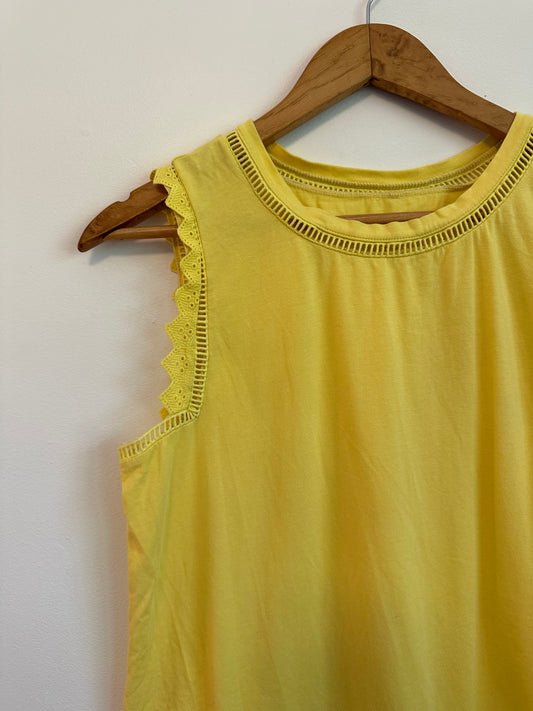 Lilly Pulitzer Ruffle Trim Cotton Tank Top in Yellow | Size Medium