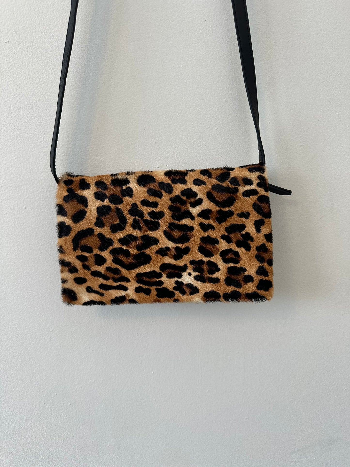 Banana Republic Leopard Print and Black Leather Crossbody Bag