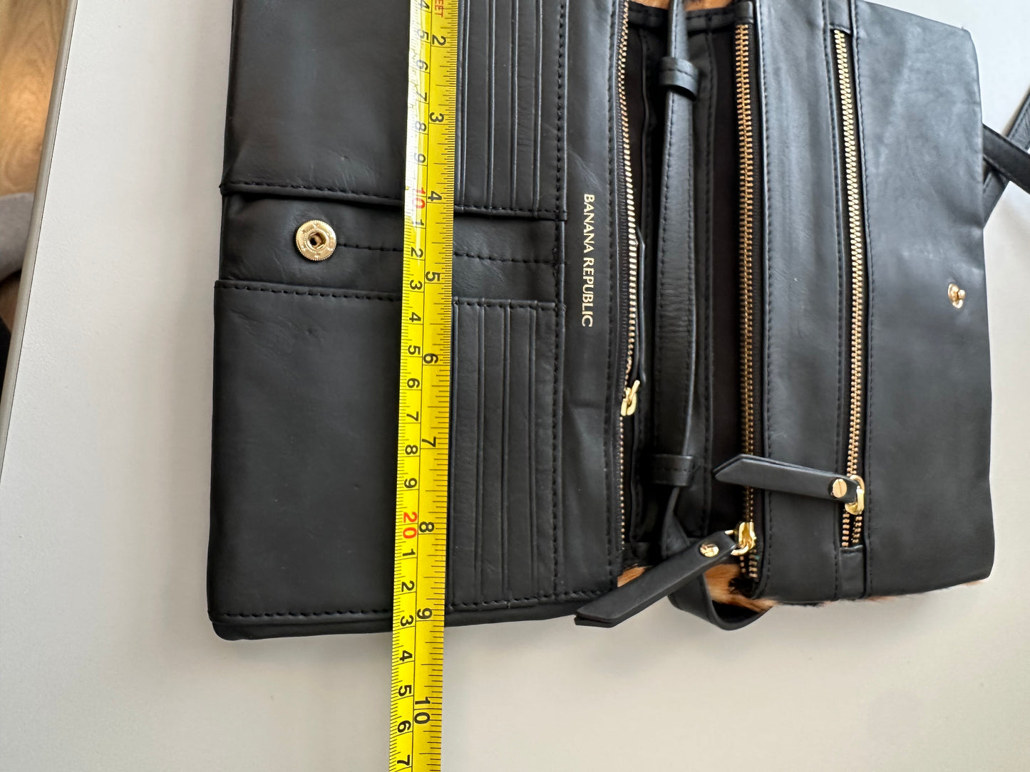 Banana Republic Leopard Print and Black Leather Crossbody Bag