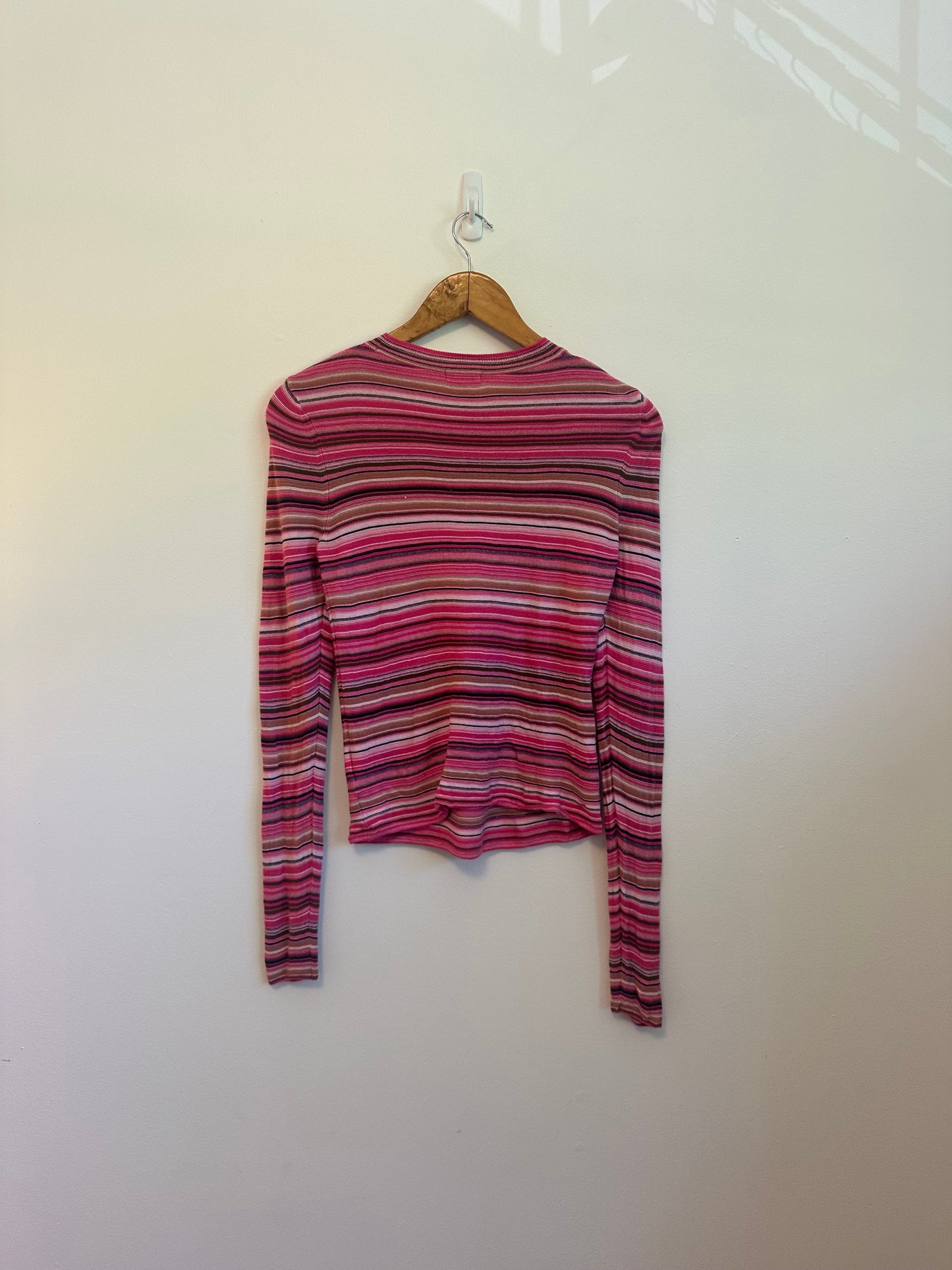 Pistola Madison Long Sleeve Crew Neck Sweater in Pink and Brown | Size Medium