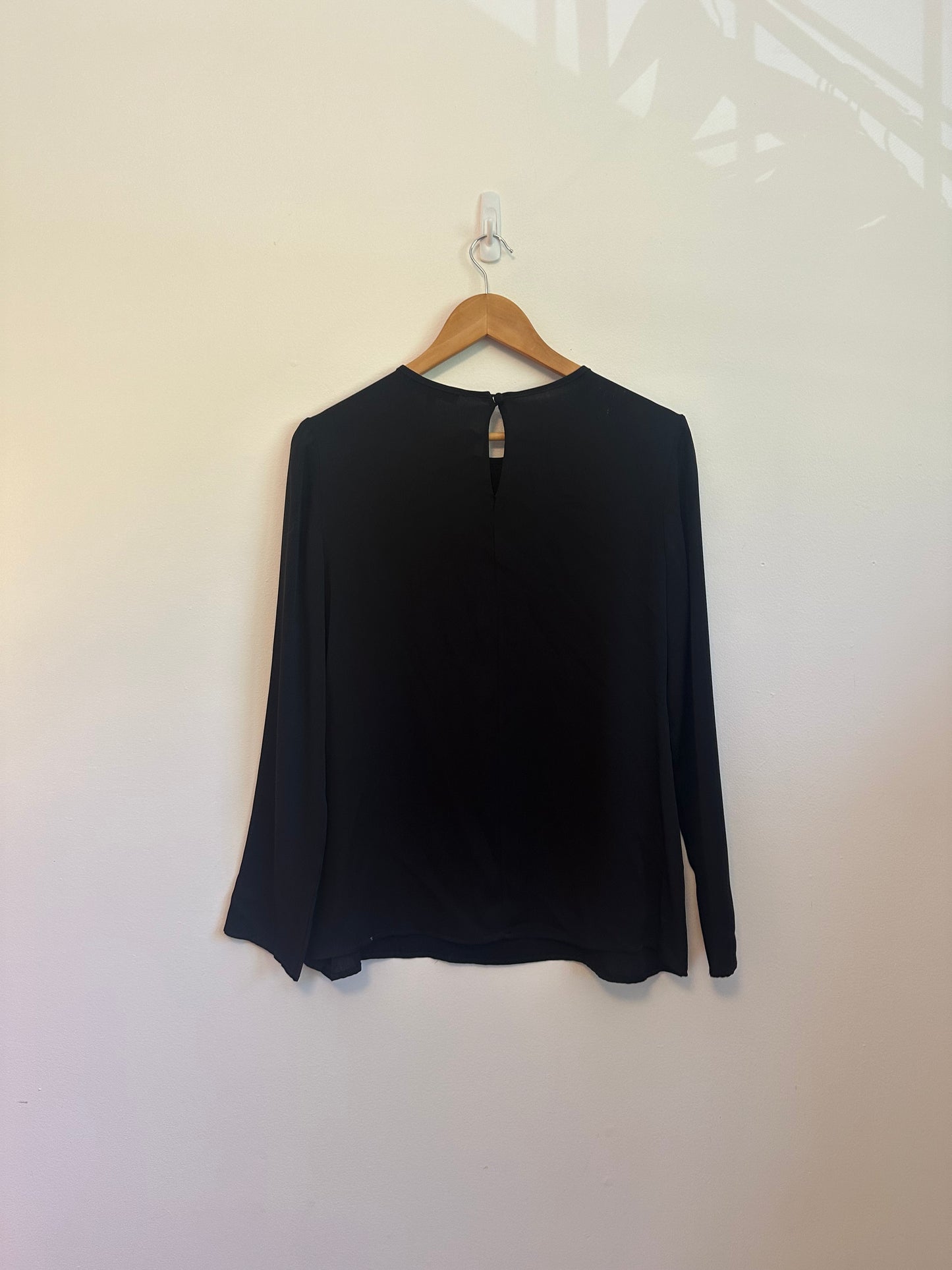 Milly Bow Front Side Button Silk Blouse in Black | Size 10