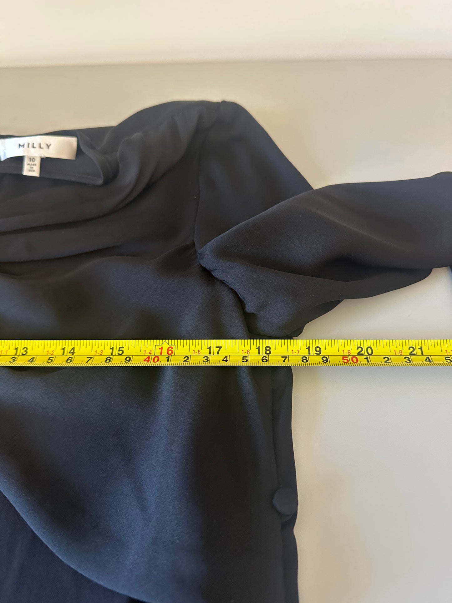Milly Bow Front Side Button Silk Blouse in Black | Size 10