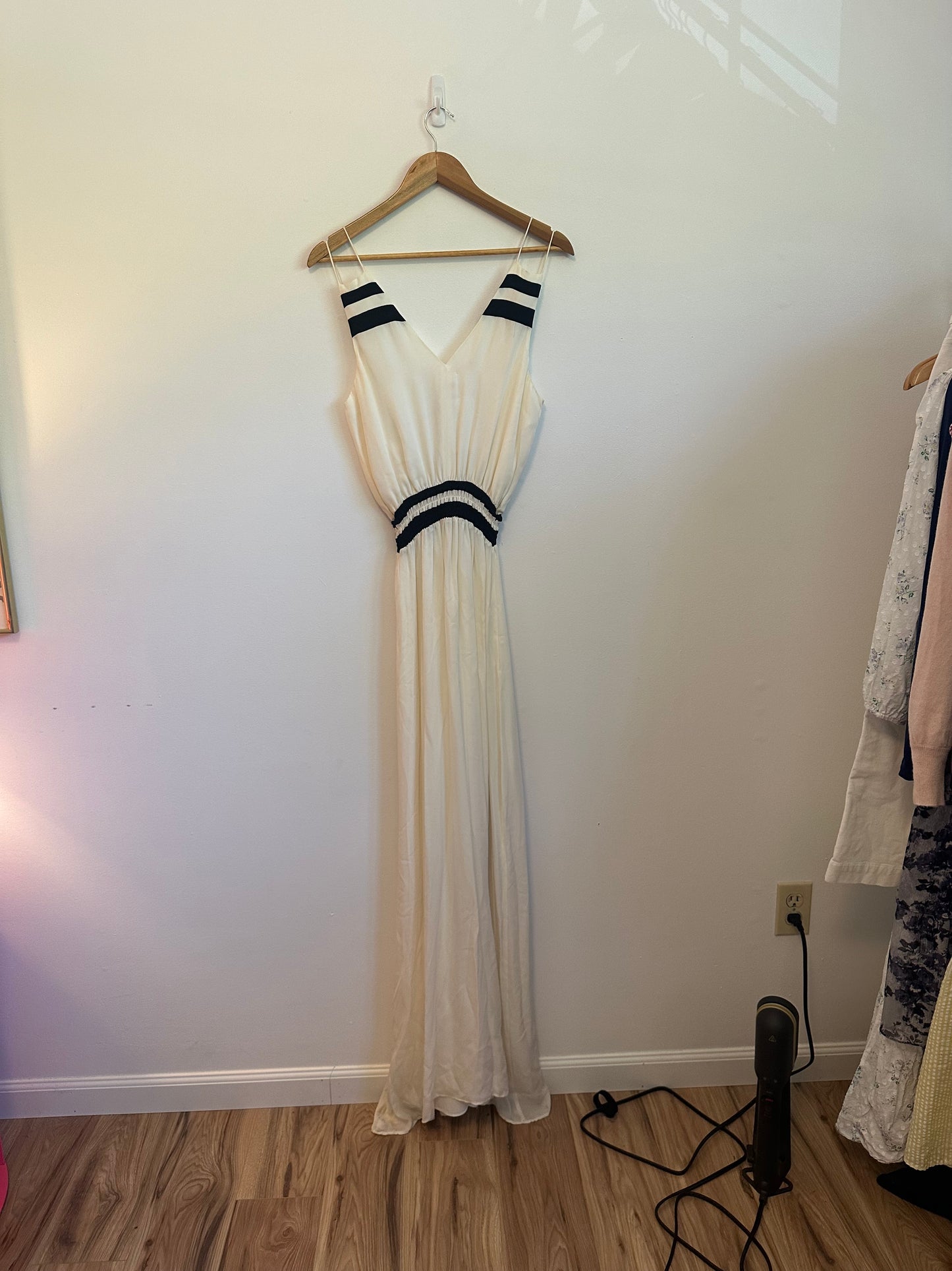 NWT Parker Adelaide Silk Black and White Maxi Dress | Size Small