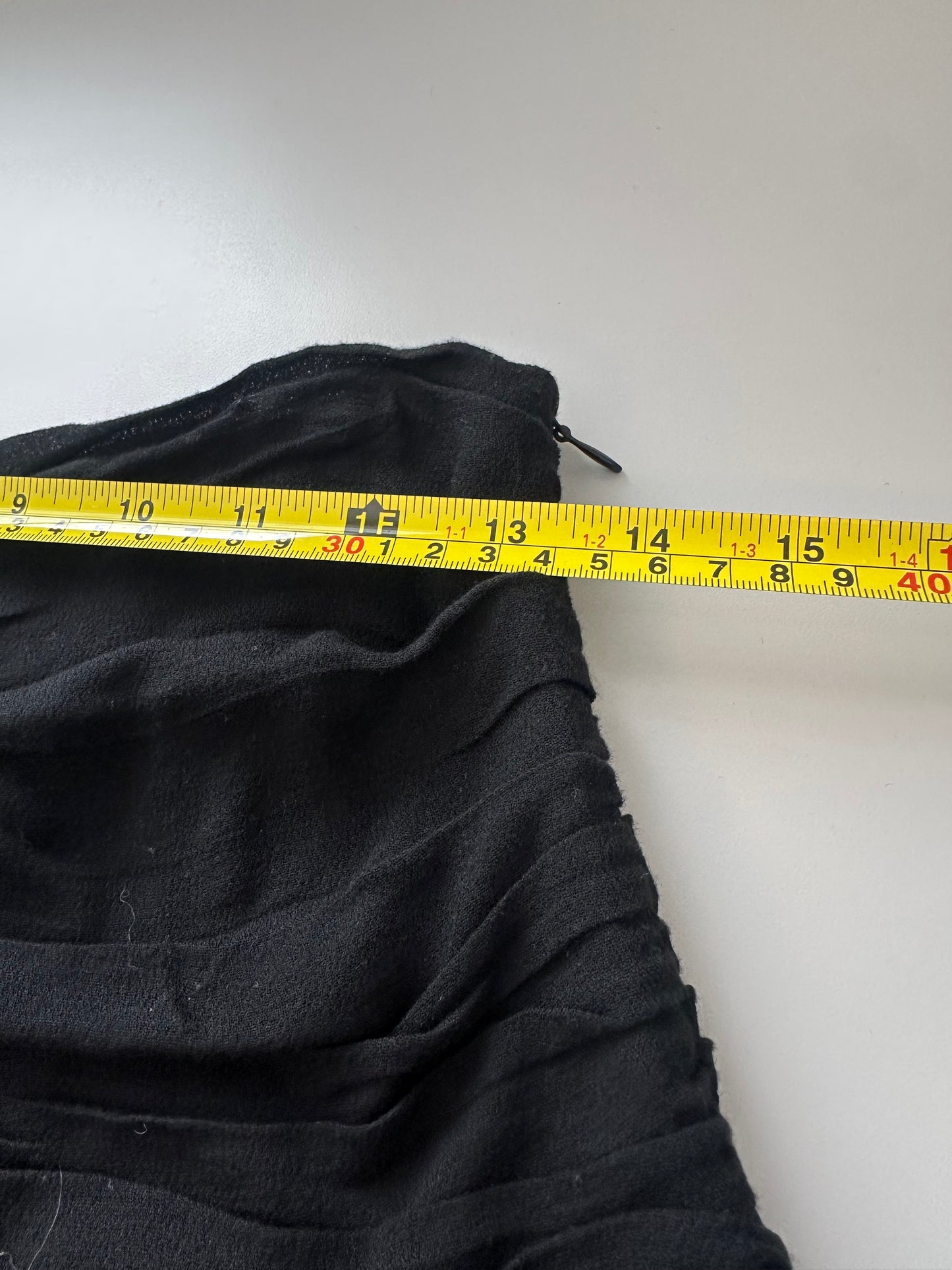 Main Strip Black Ruffle Trim Mini Skirt | Size Small