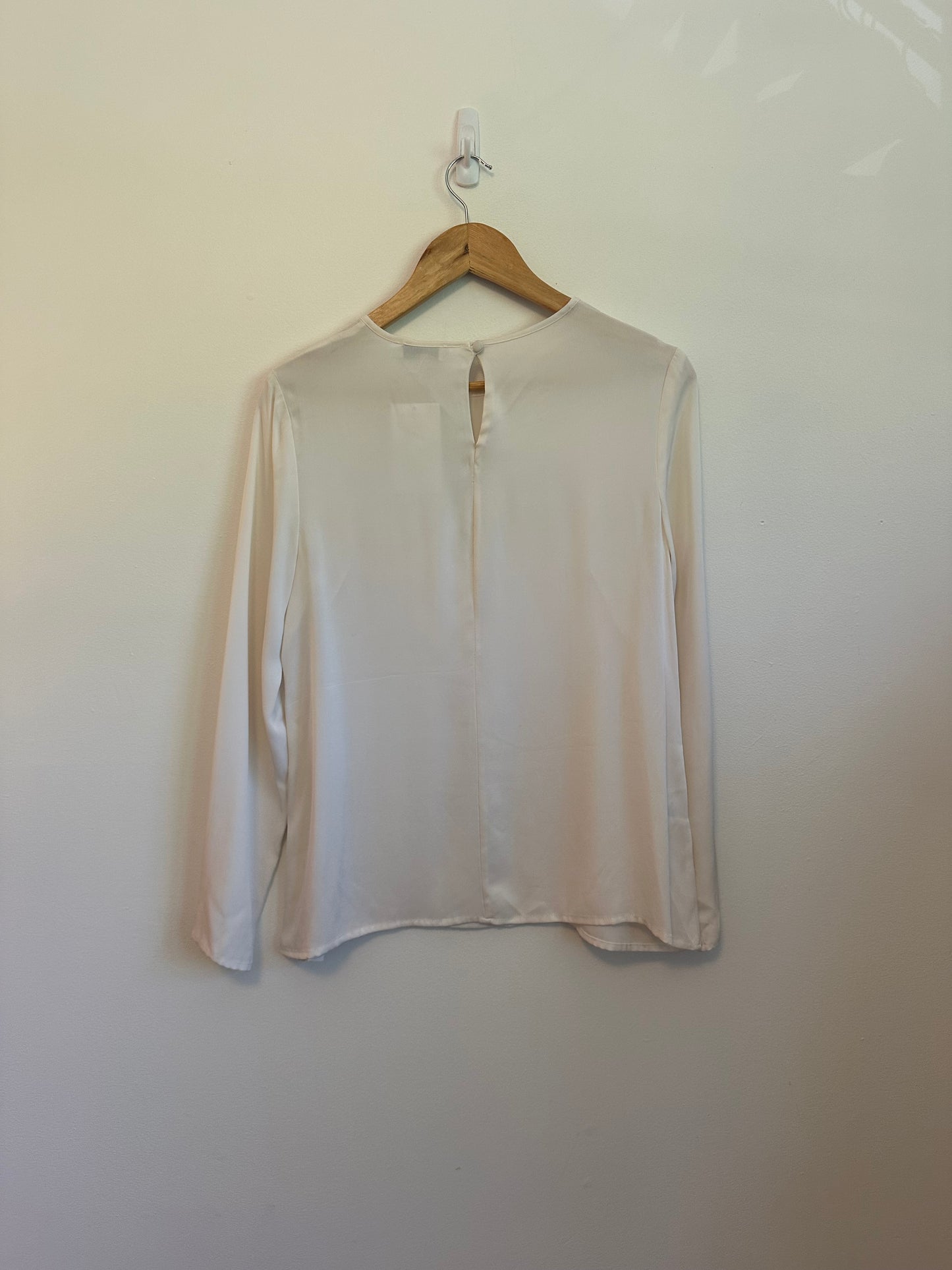 Milly Cream Bow Front Side Button Silk Blouse | Size 8