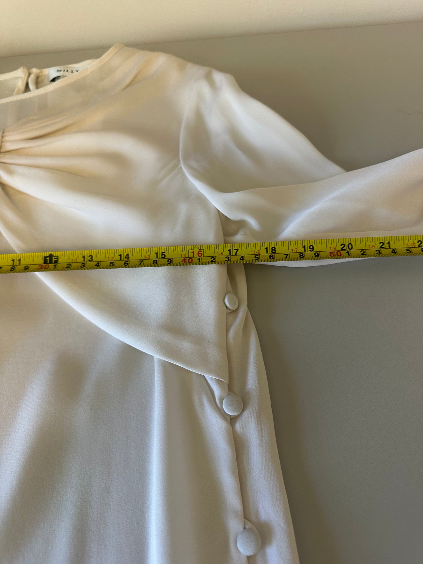Milly Cream Bow Front Side Button Silk Blouse | Size 8