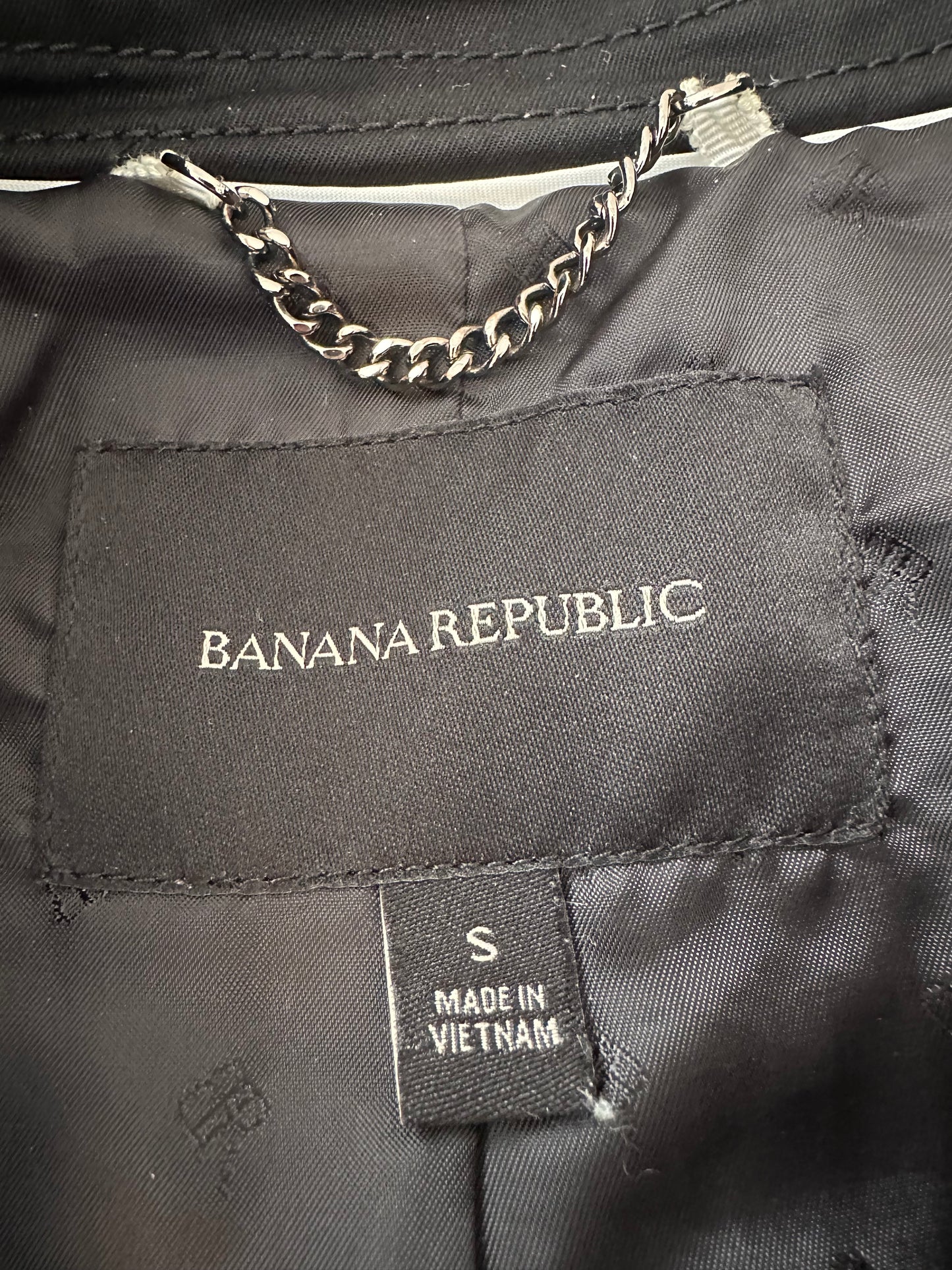 Banana Republic Black Short Classic Cotton Trench Coat | Size Small