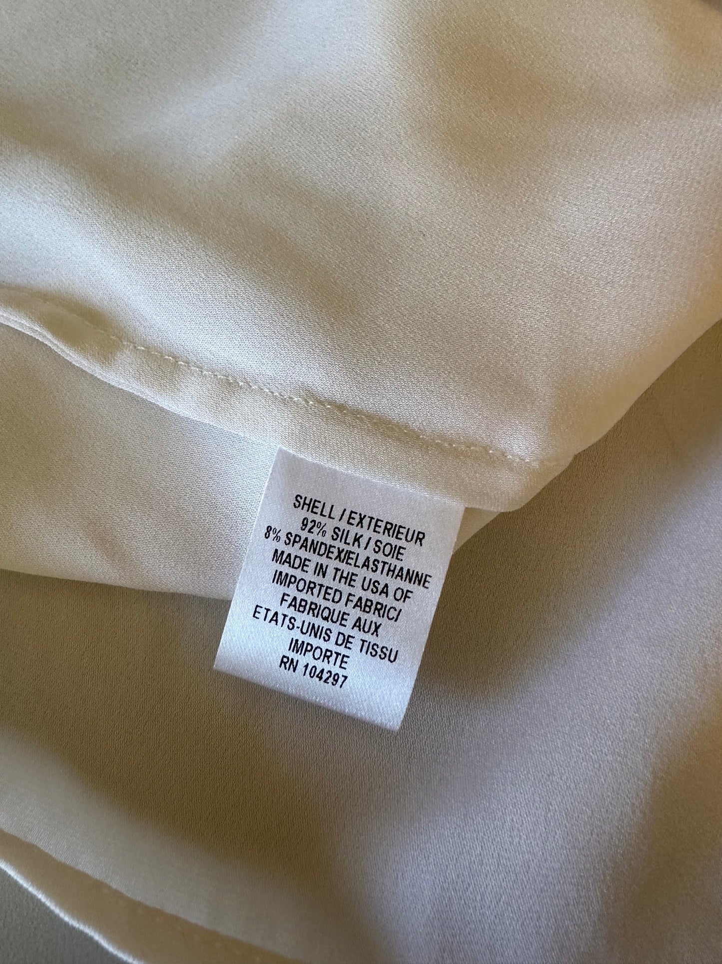 Milly Cream Bow Front Side Button Silk Blouse | Size 8