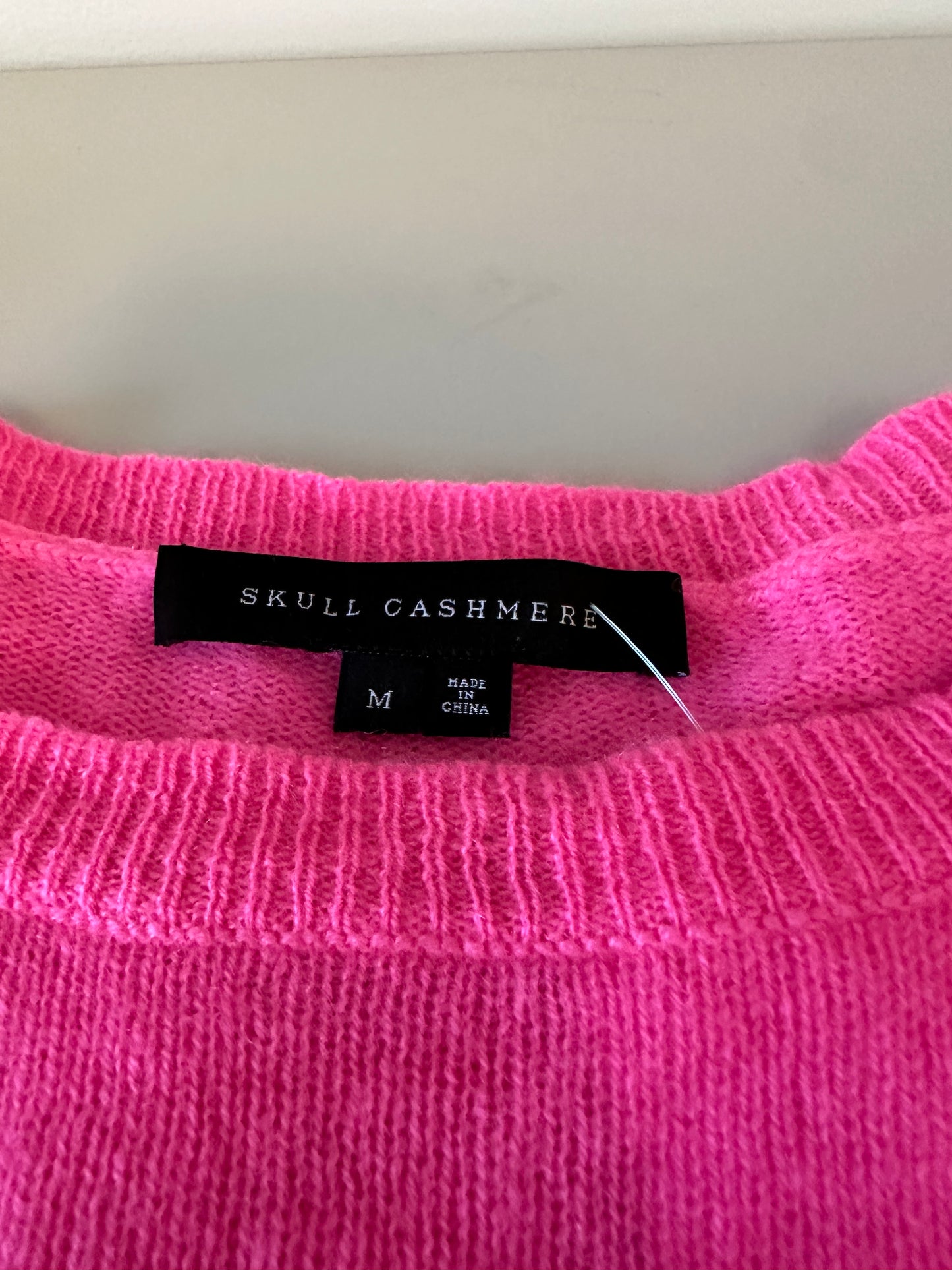 Skull Cashmere Pink and Orange Boatneck Sweater | Size Medium
