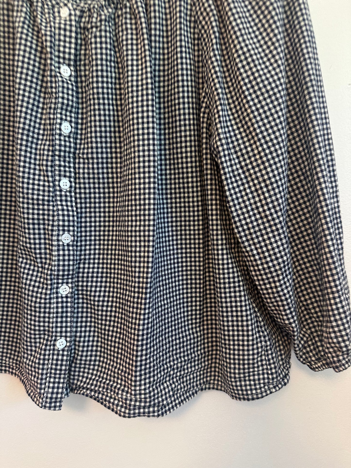 Marea Sophie Button Front Navy and White Cotton Gingham Top | Size Medium