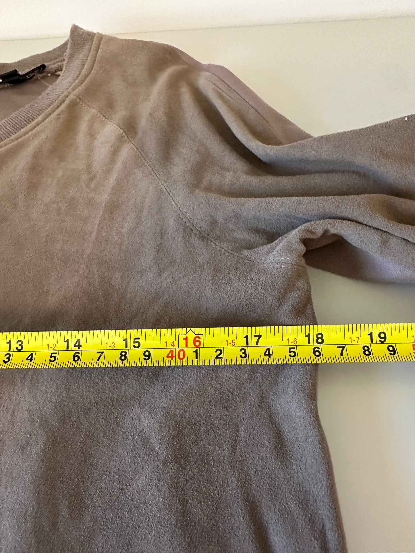 My Tribe Suede Front Long Sleeve Tunic in Brown | Size Medium