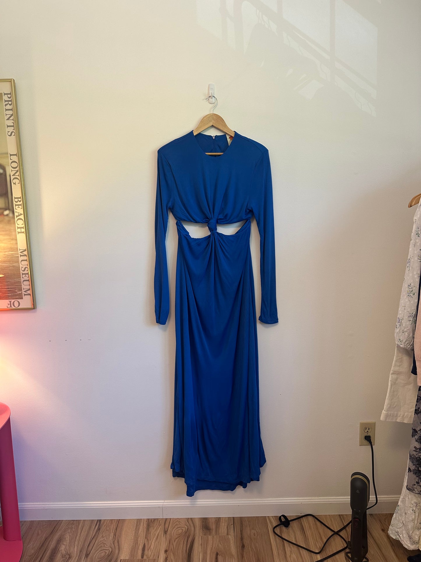 NWT FARM Rio Knotted Cut-Out Maxi Dress in Cobalt Blue | Size Large