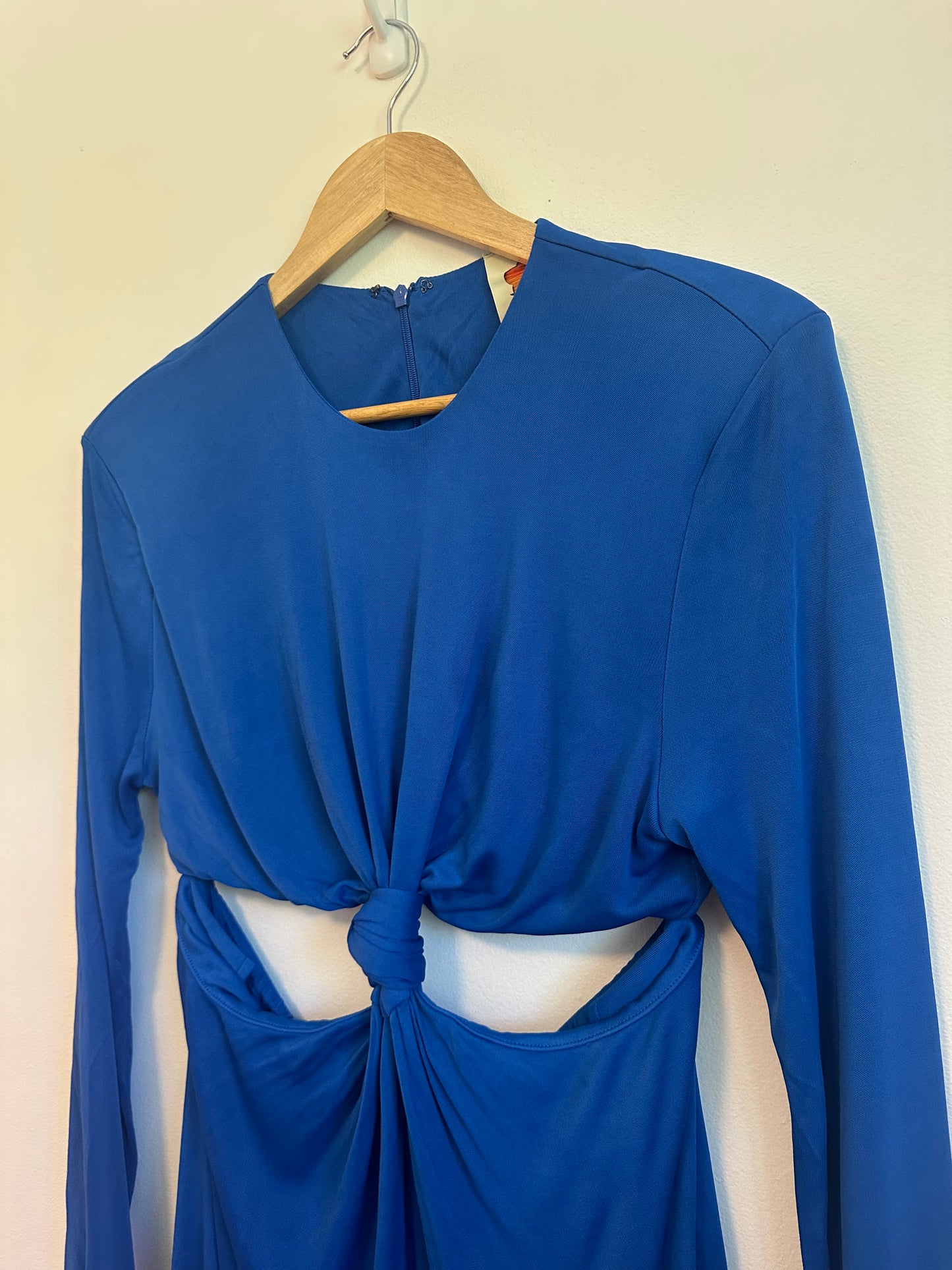 NWT FARM Rio Knotted Cut-Out Maxi Dress in Cobalt Blue | Size Large