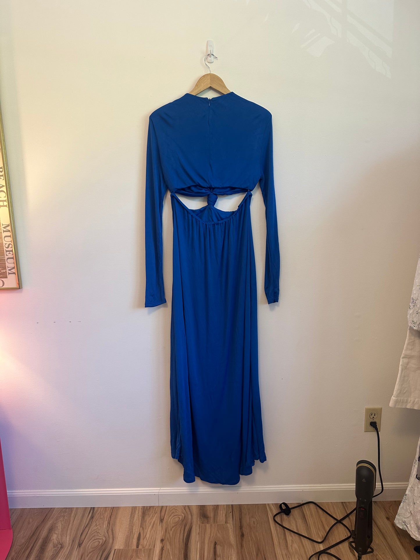 NWT FARM Rio Knotted Cut-Out Maxi Dress in Cobalt Blue | Size Large
