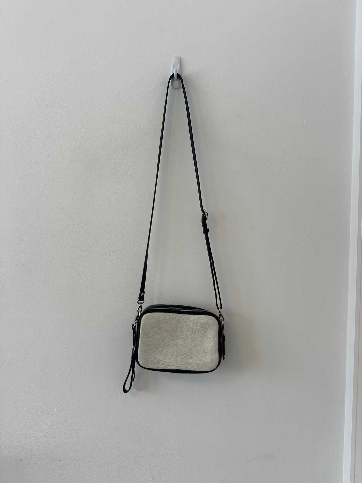 Banana Republic Colorblock Black and White Leather Camera Crossbody Bag