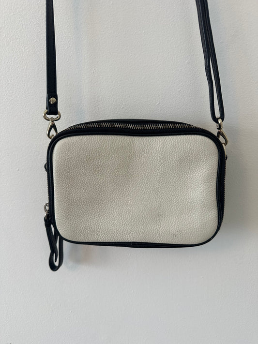 Banana Republic Colorblock Black and White Leather Camera Crossbody Bag