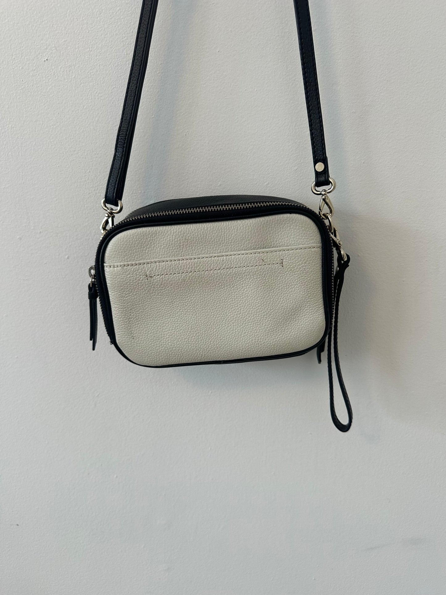 Banana Republic Colorblock Black and White Leather Camera Crossbody Bag