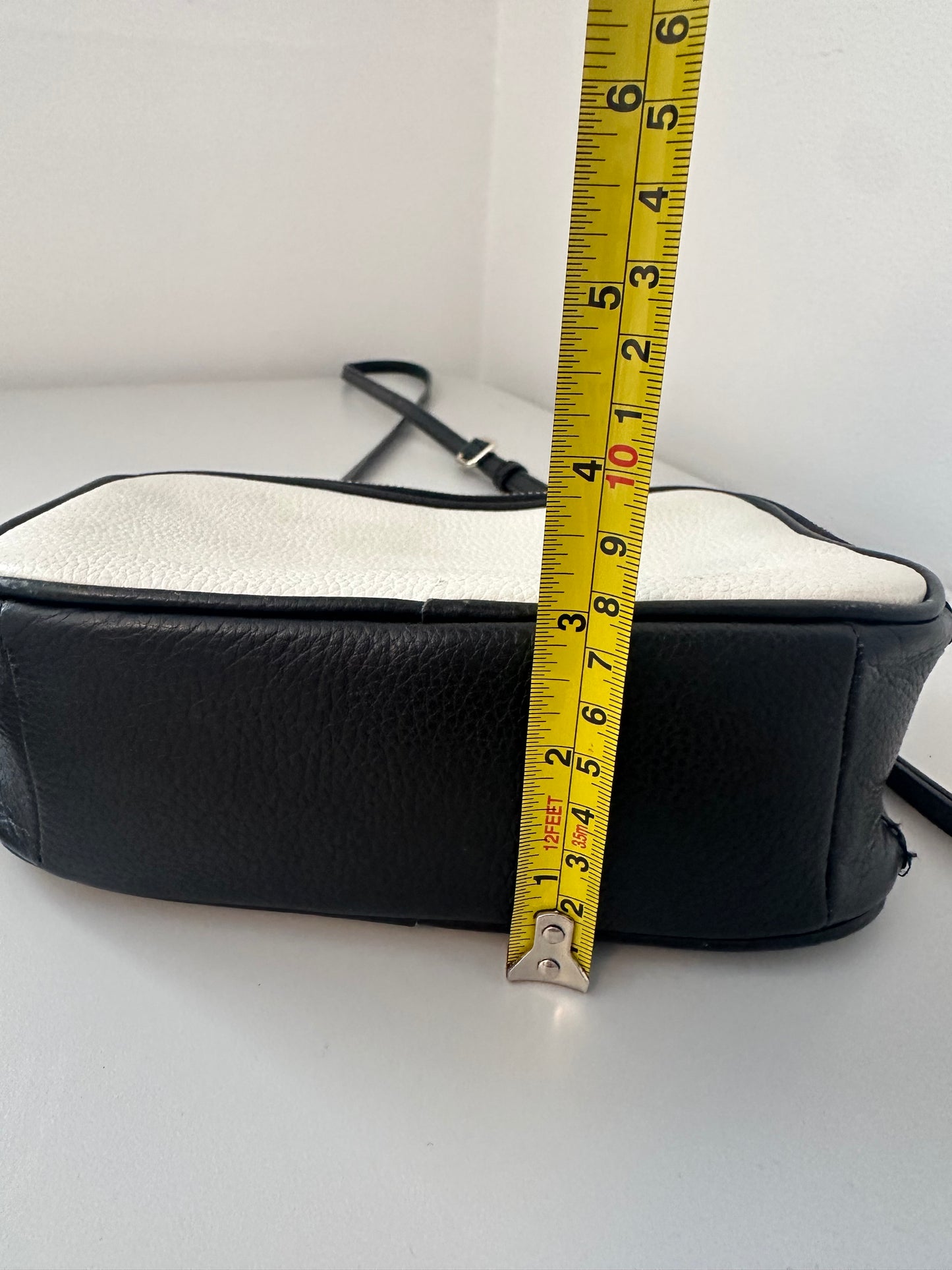 Banana Republic Colorblock Black and White Leather Camera Crossbody Bag