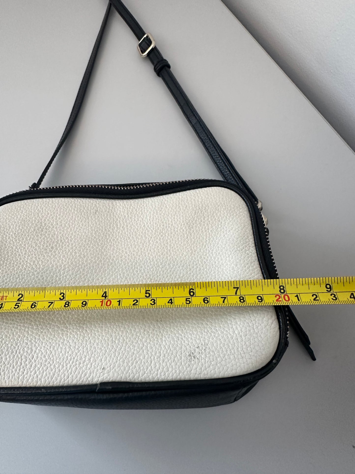 Banana Republic Colorblock Black and White Leather Camera Crossbody Bag