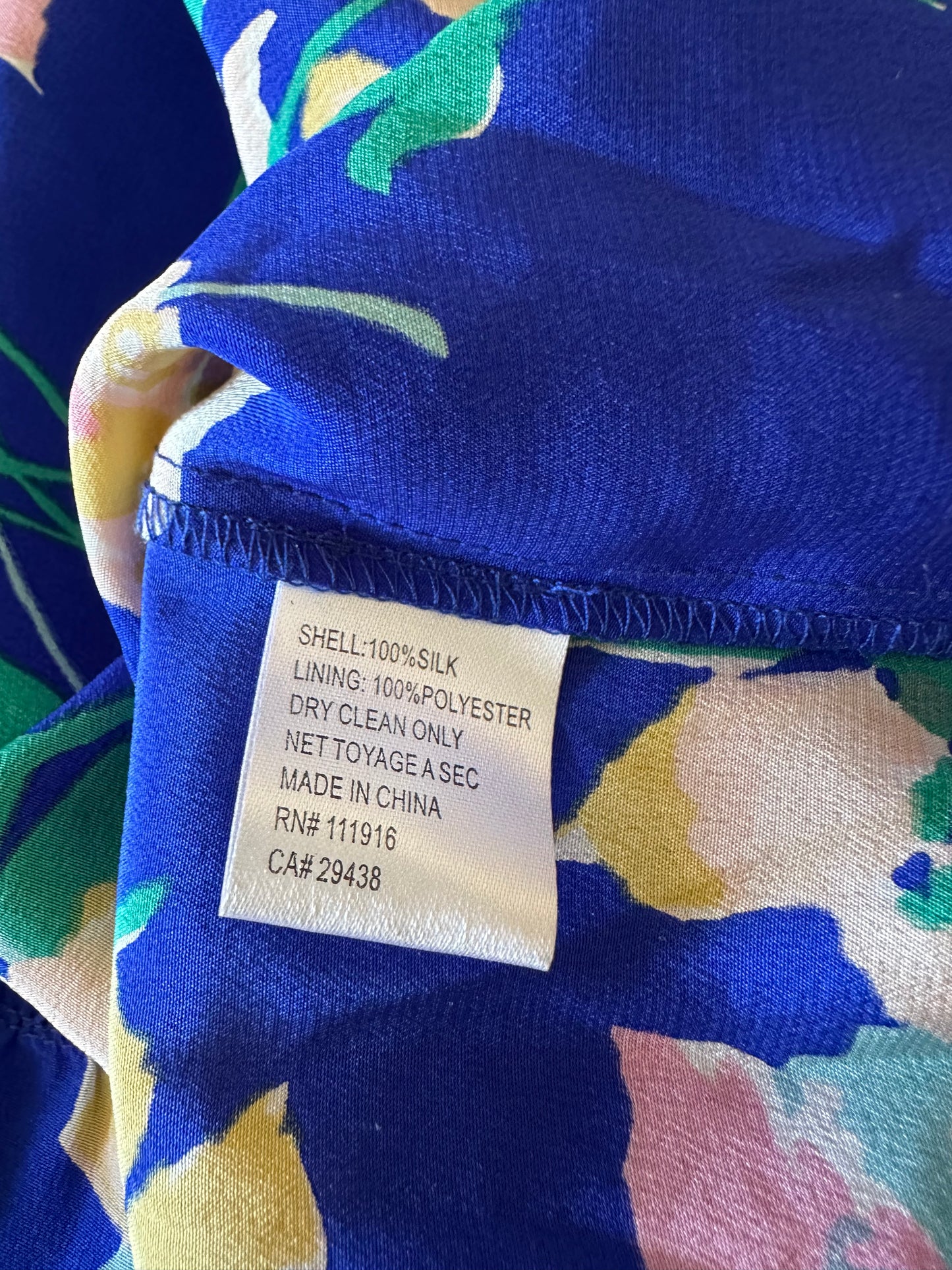 Yumi Kim Blue Floral Empire Waist Silk Dress | Size Medium