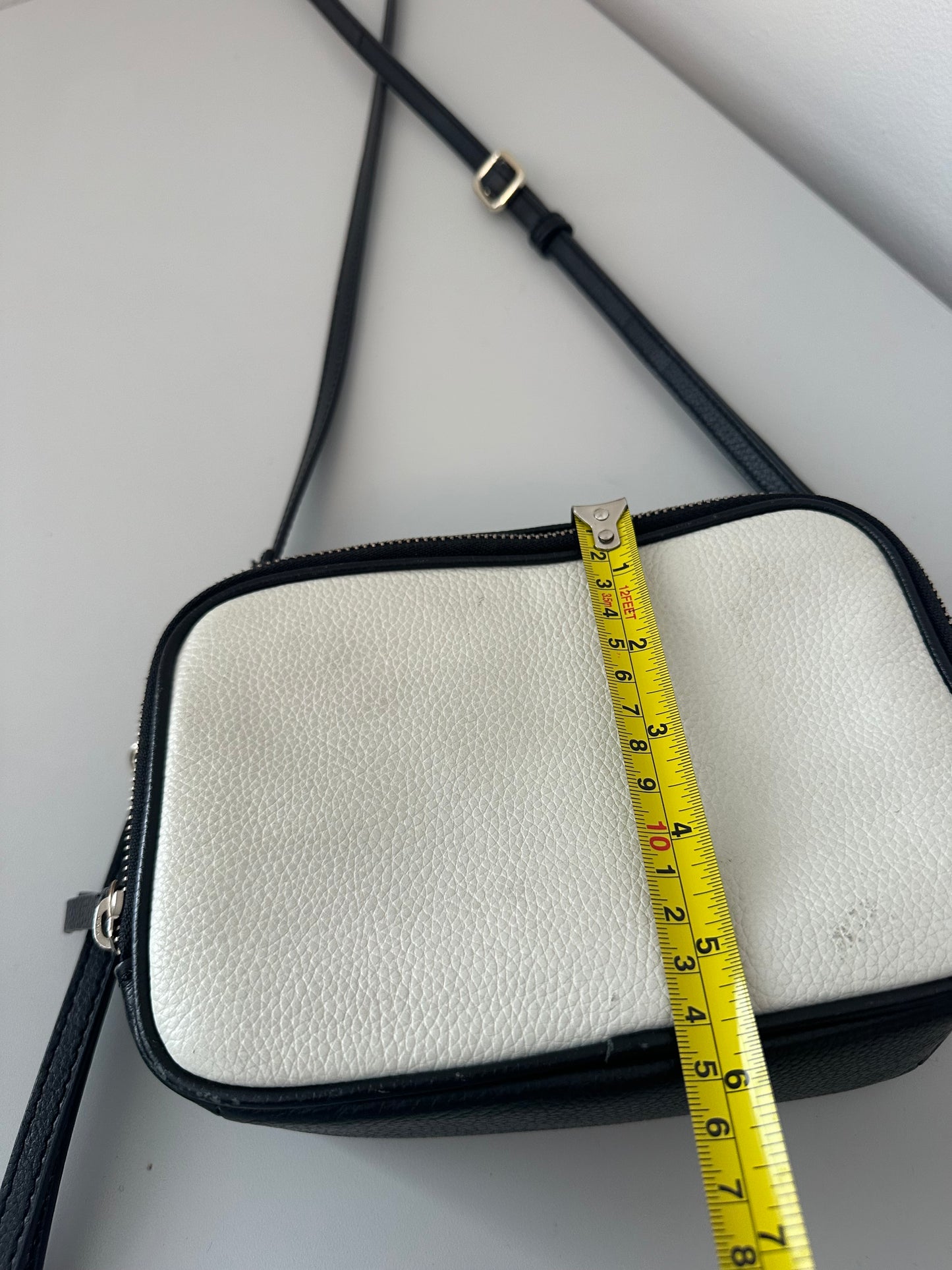 Banana Republic Colorblock Black and White Leather Camera Crossbody Bag