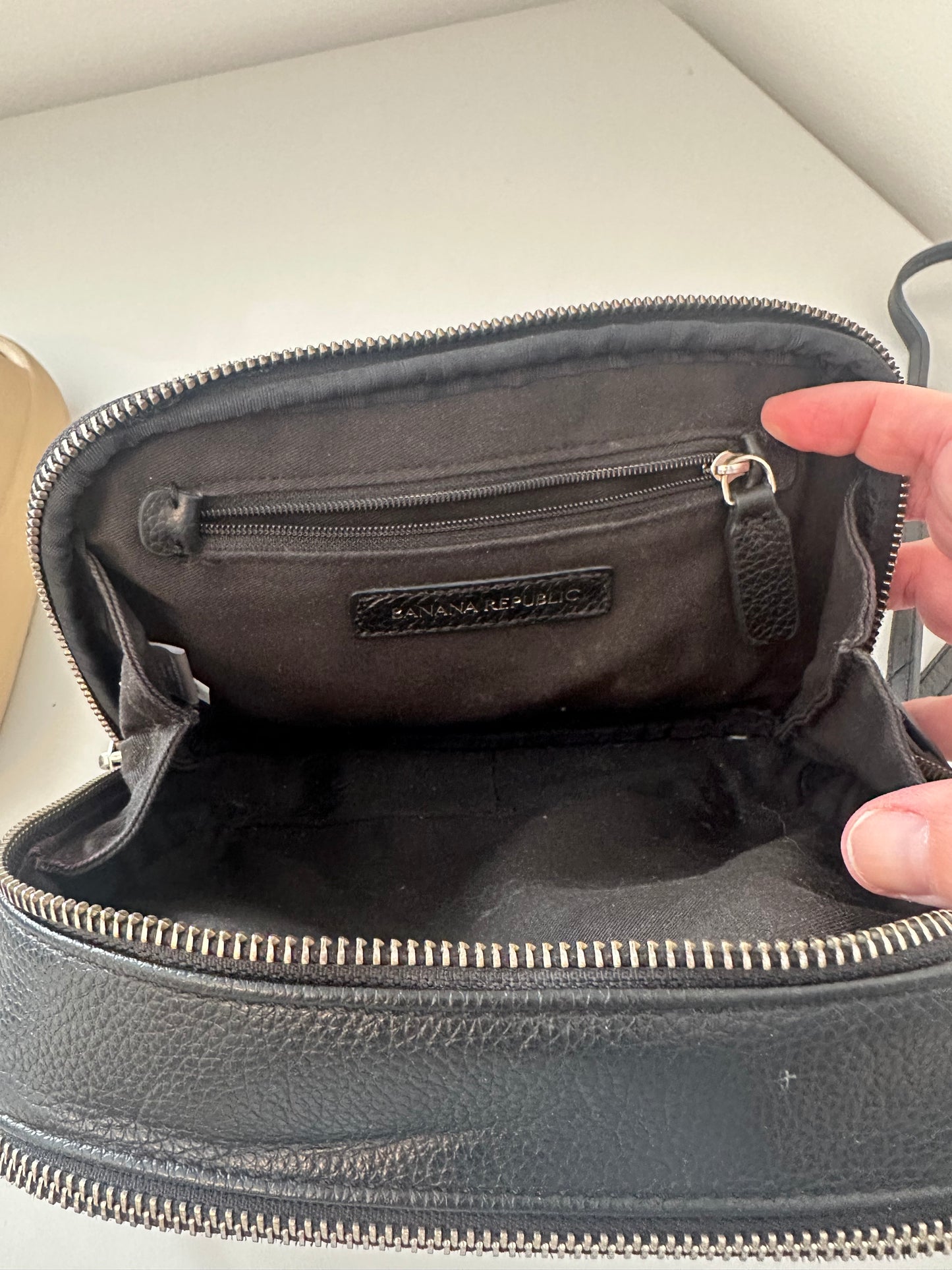 Banana Republic Colorblock Black and White Leather Camera Crossbody Bag