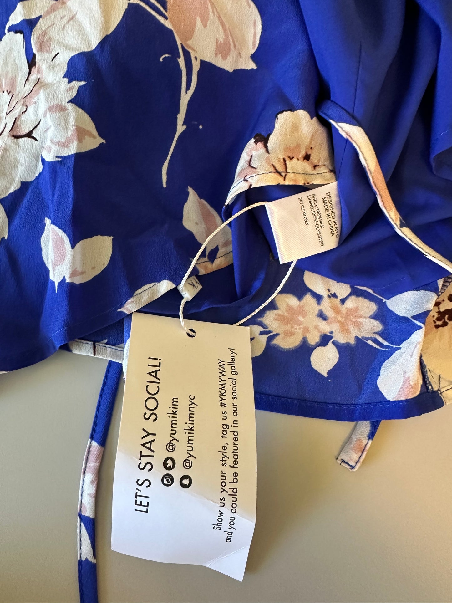 NWT Yumi Kim Blue Floral Rush Hour Silk Maxi Wrap Dress | Size Medium