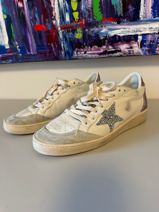 Golden Goose Glitter Ball Star Sneakers in Nappa Leather | Size 9