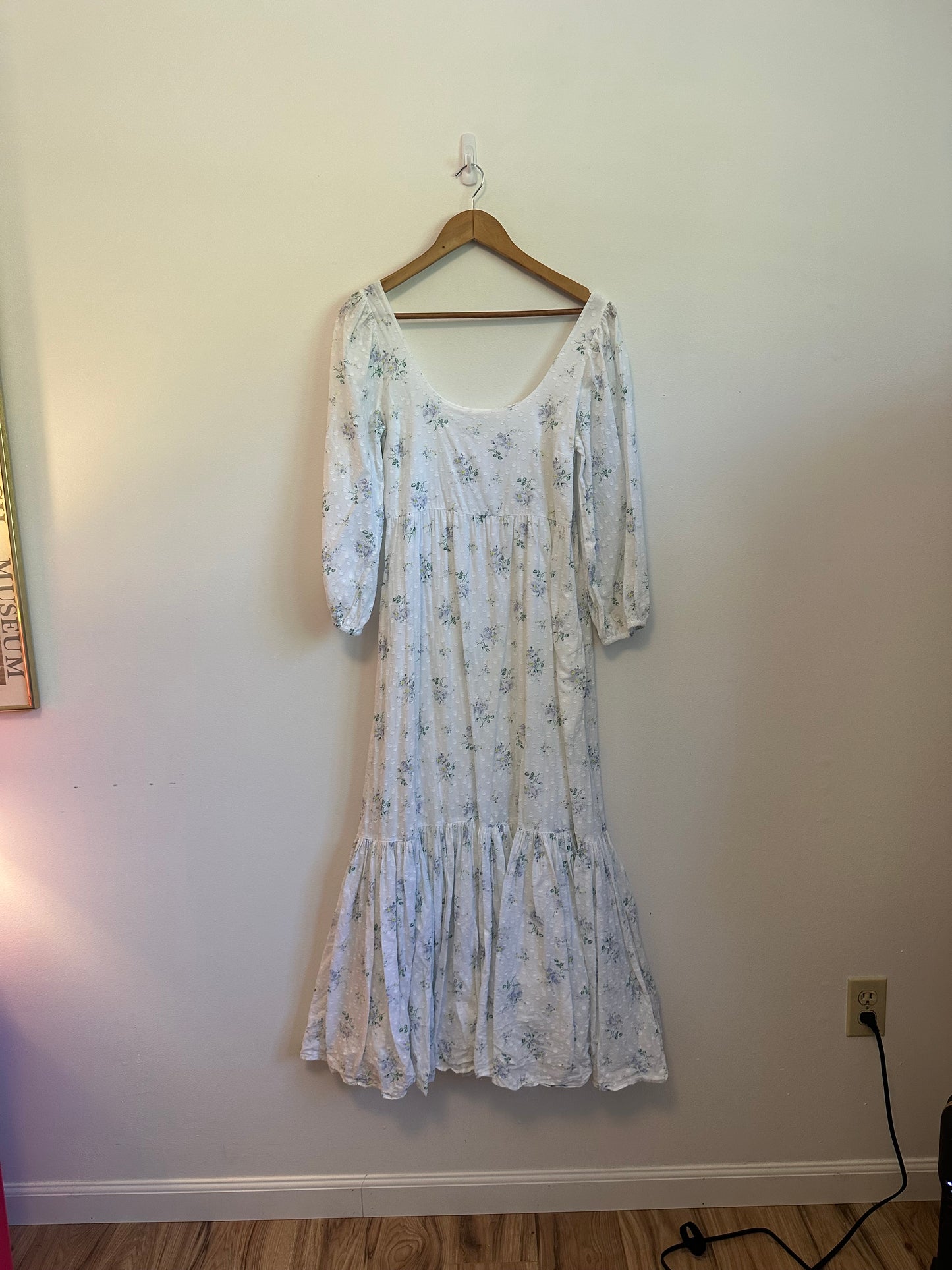 Love Shack Fancy Colby Textured Dot Floral Maxi Dress | Size 6