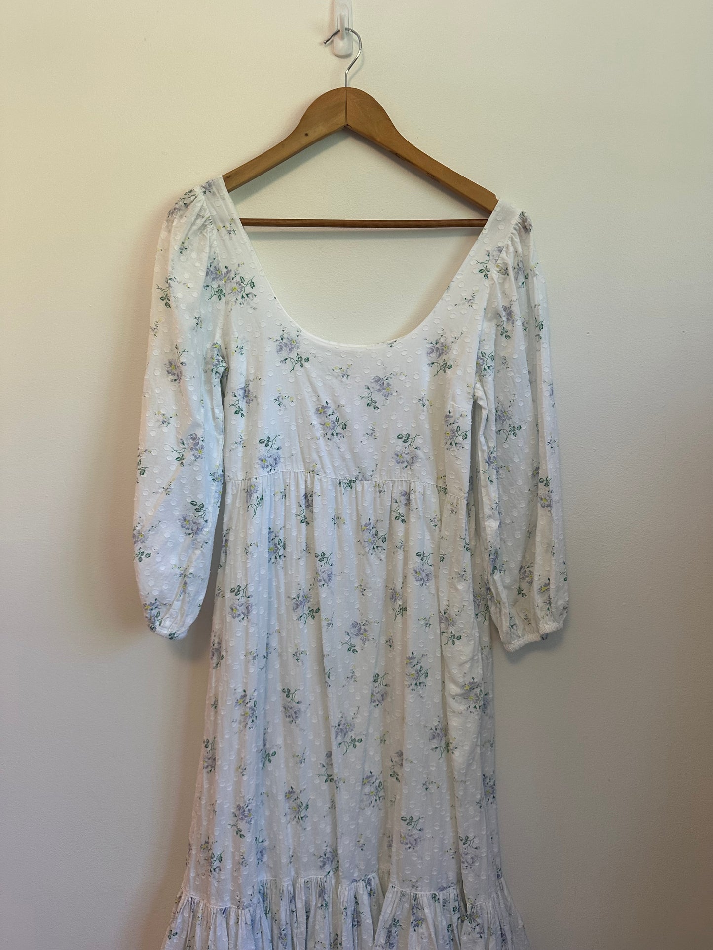 Love Shack Fancy Colby Textured Dot Floral Maxi Dress | Size 6