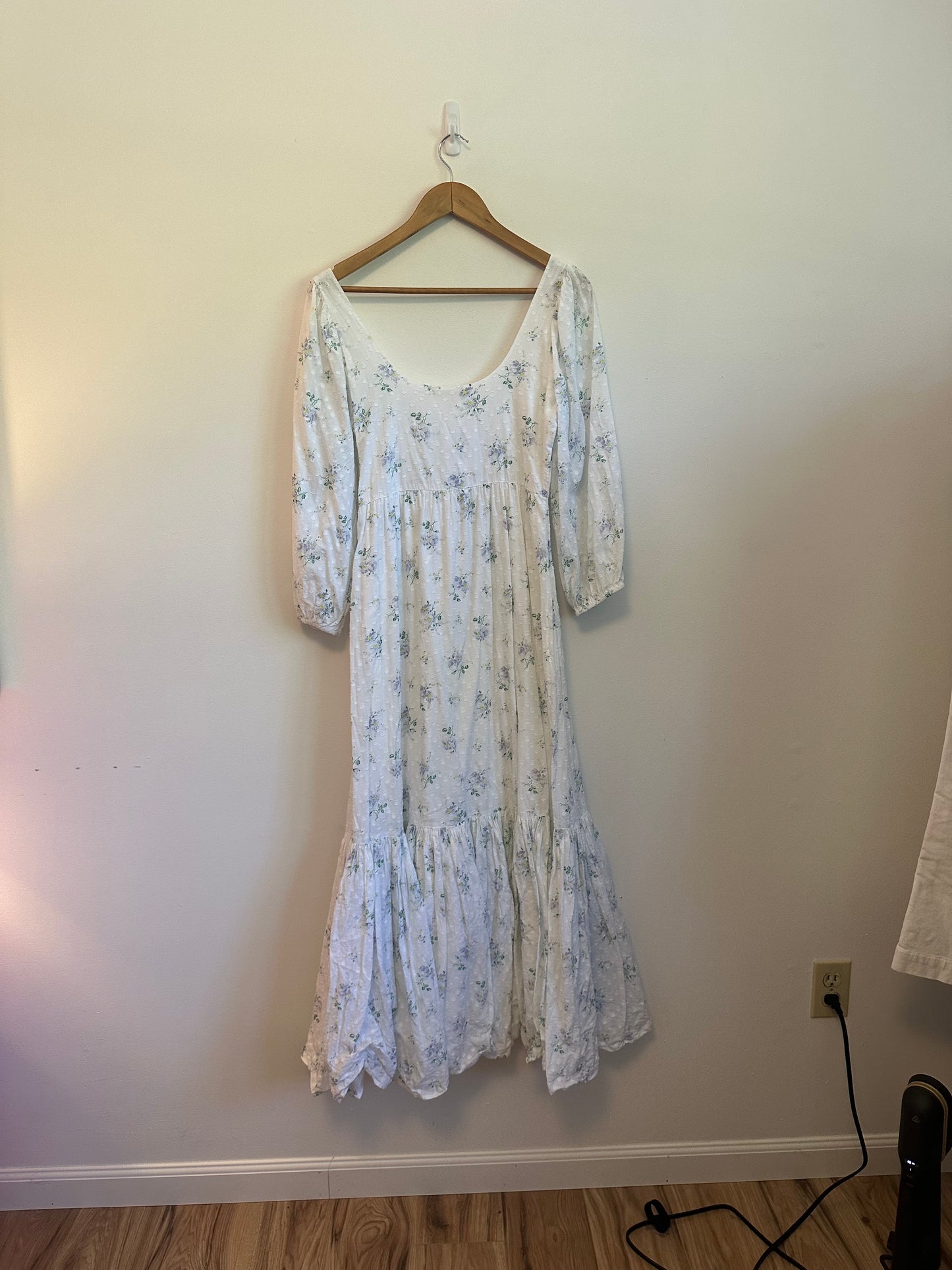 Love Shack Fancy Colby Textured Dot Floral Maxi Dress | Size 6