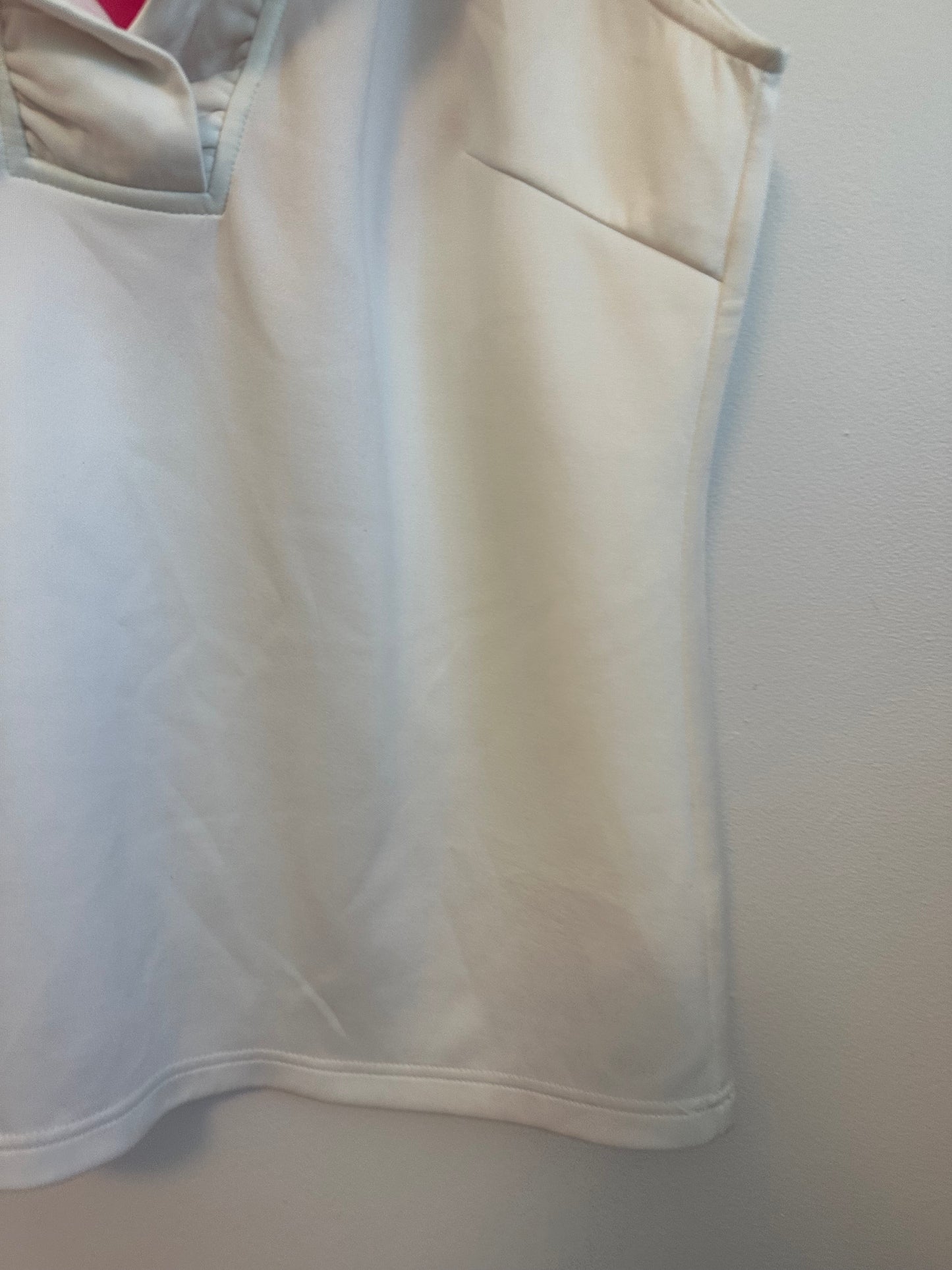 Gretchen Scott Designs White Ruffle Neck Sleeveless Blouse | Size Medium