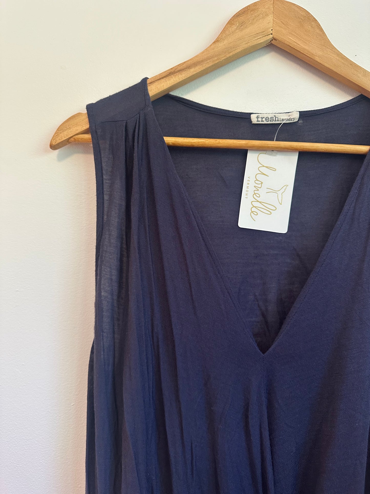 Fresh Laundry Navy Blue Modal Wrap Blouse | Size Large
