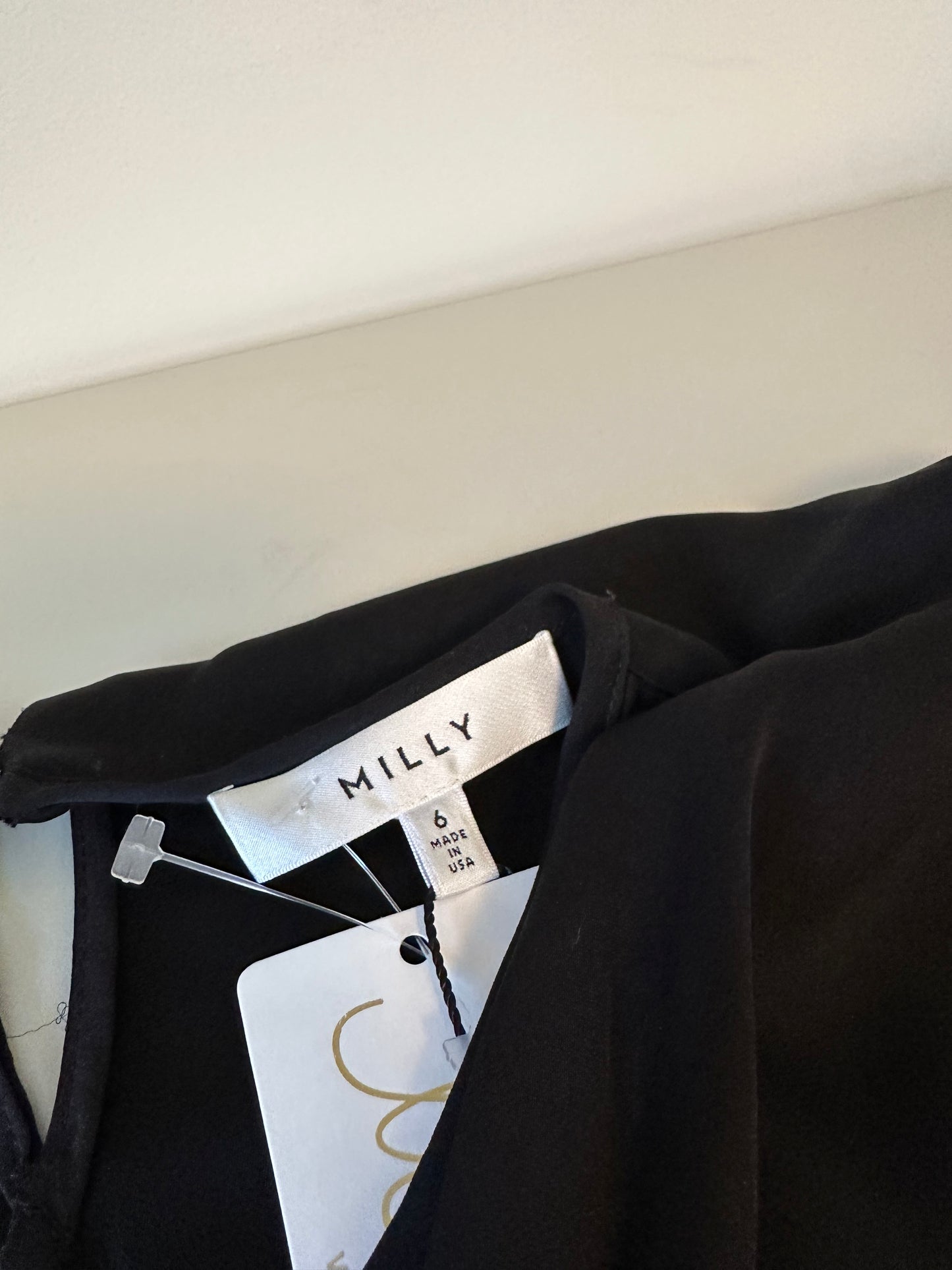 Milly Bow Front Side Button Silk Blouse in Black | Size 10