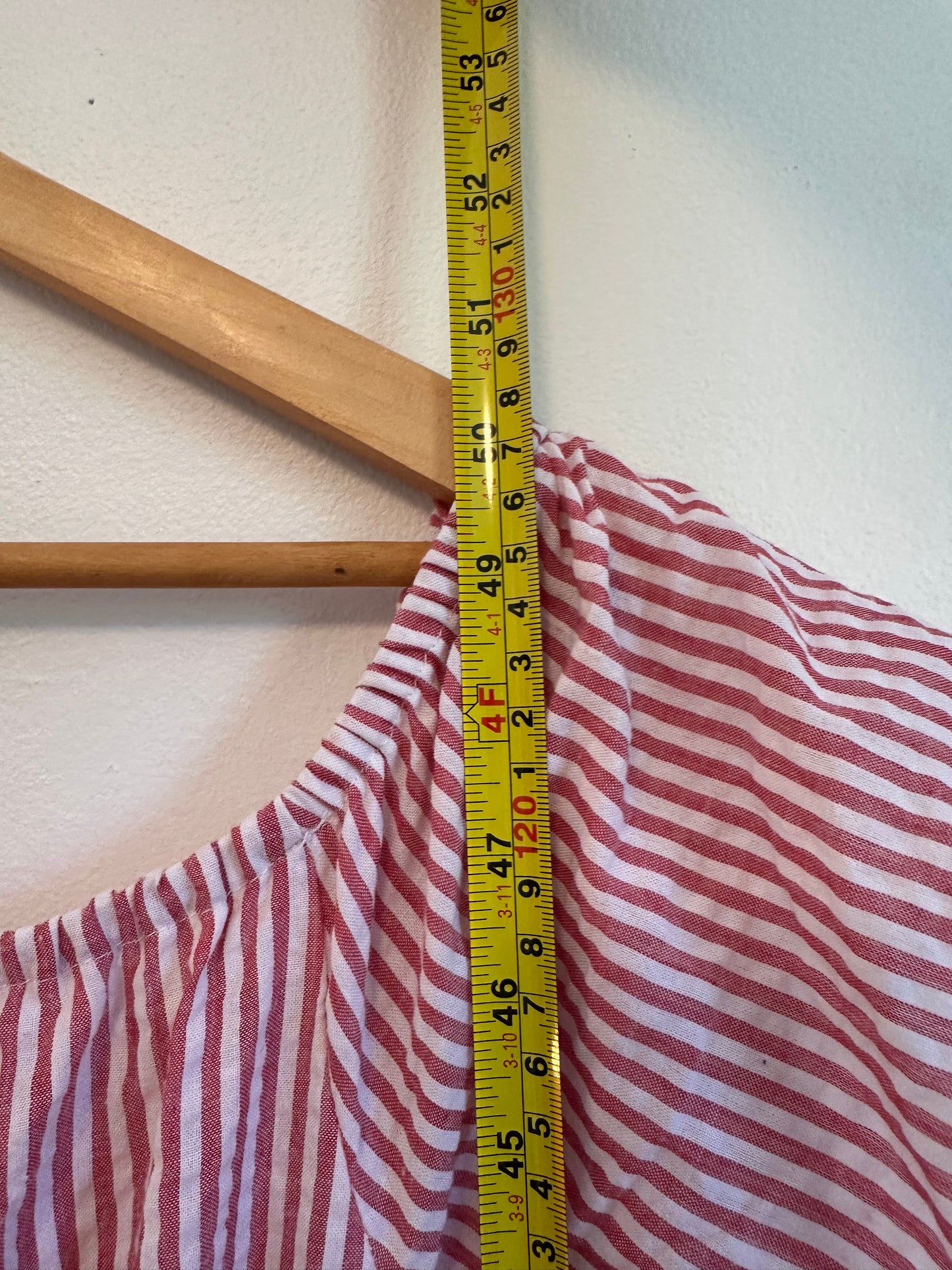 English Factory Colorblock Seersucker Tiered Cotton Dress | Size Medium