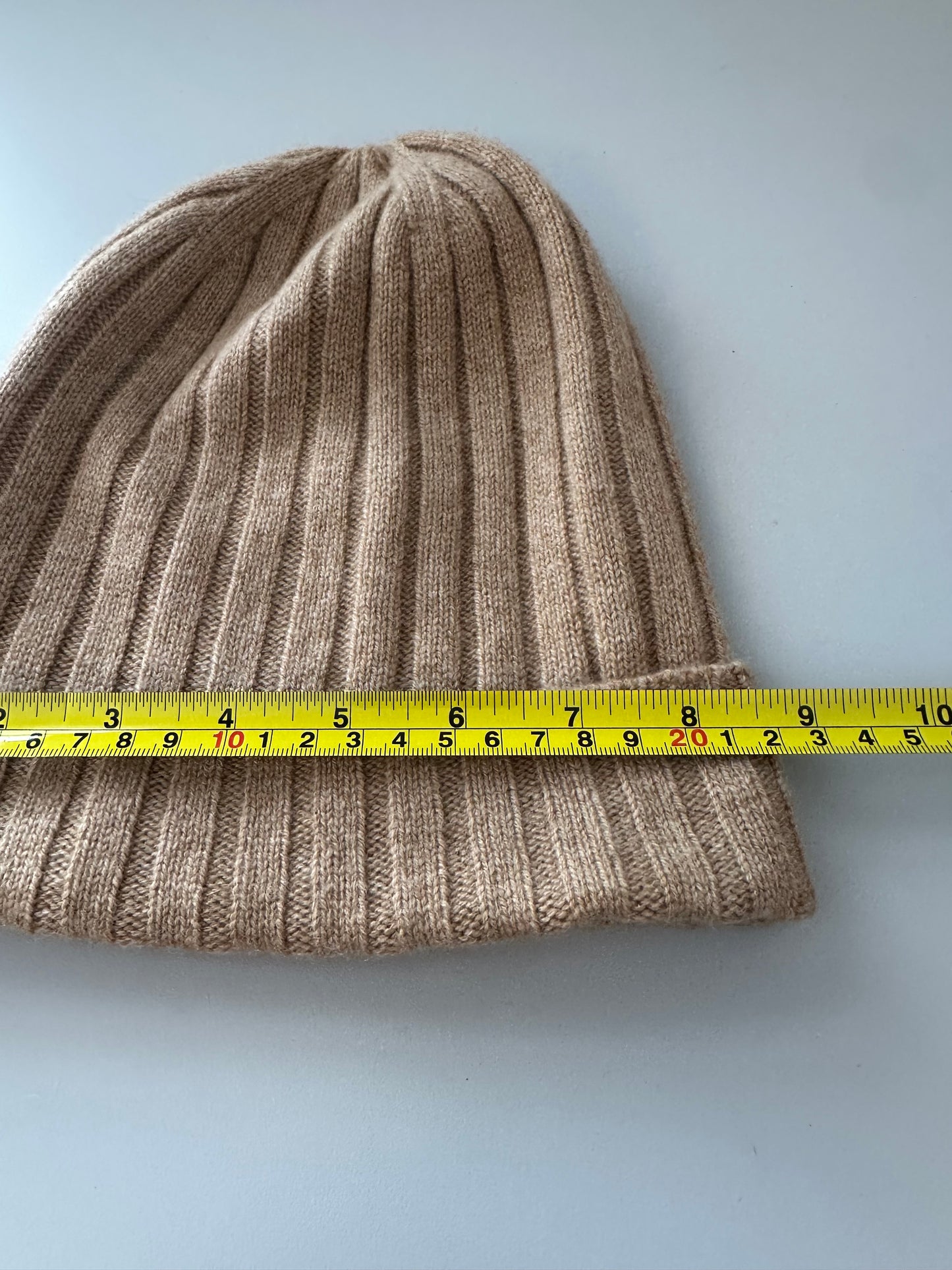 J. Crew Cashmere Tan Ribbed Beanie Hat