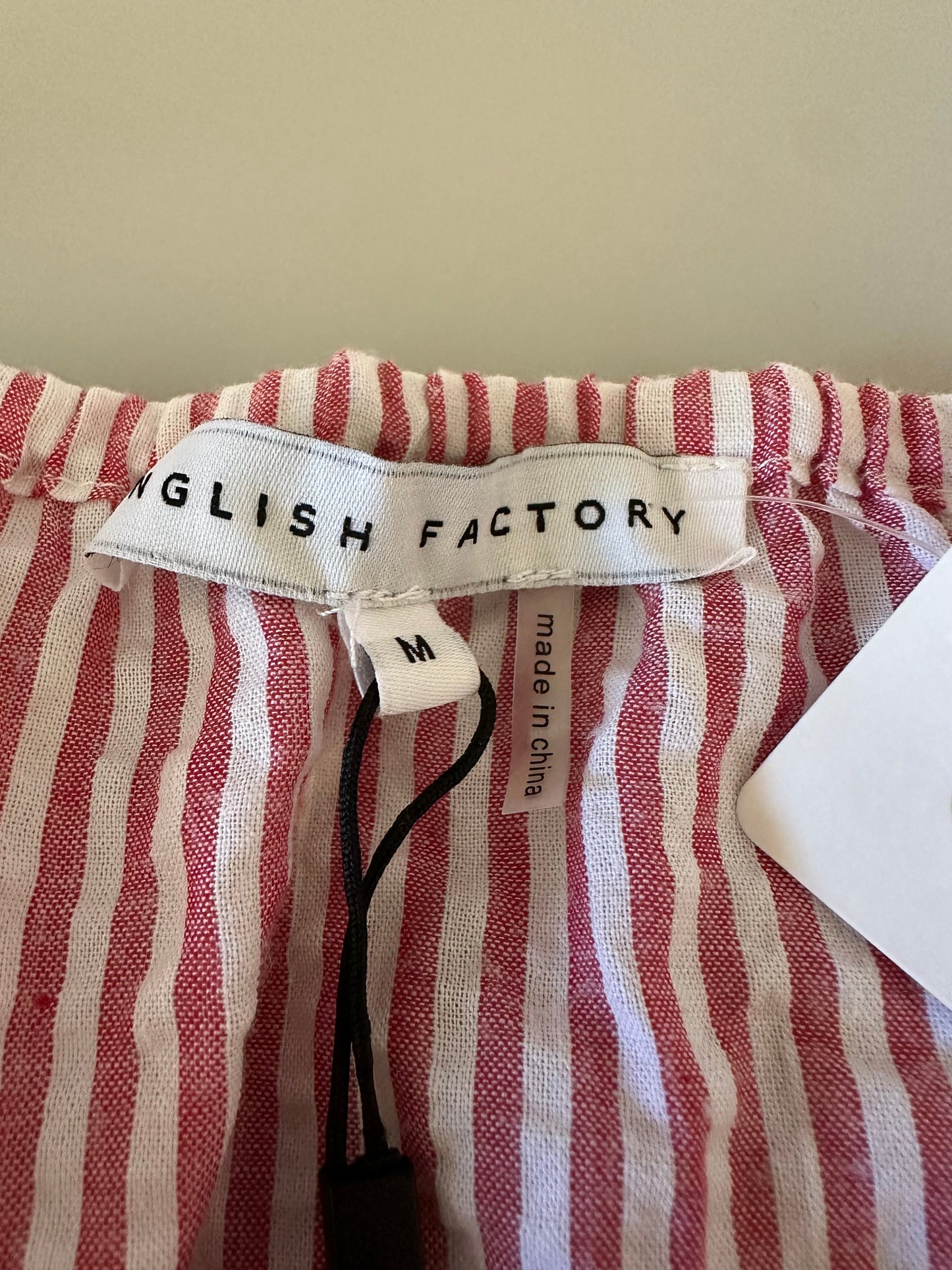 English Factory Colorblock Seersucker Tiered Cotton Dress | Size Medium