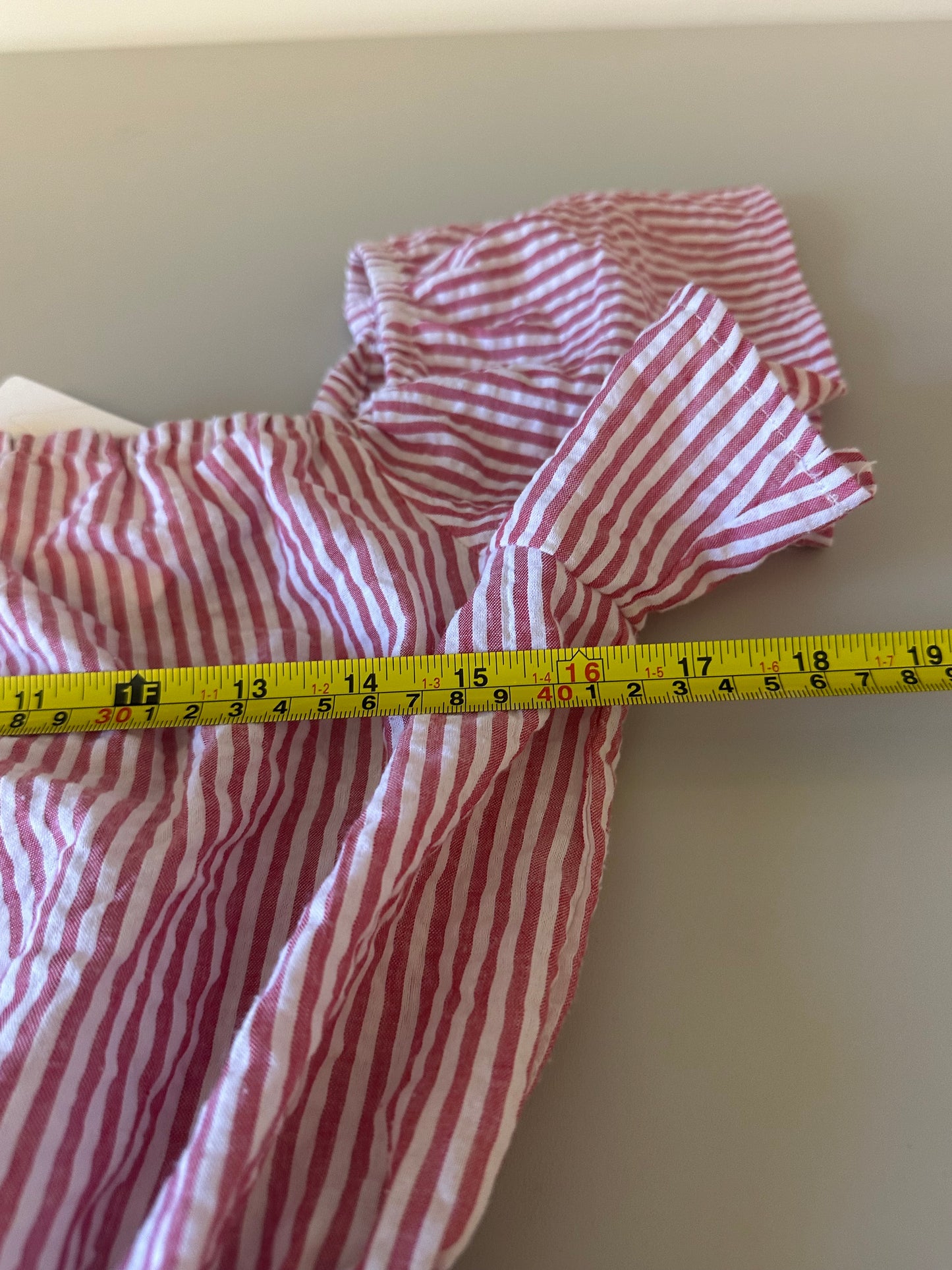 English Factory Colorblock Seersucker Tiered Cotton Dress | Size Medium