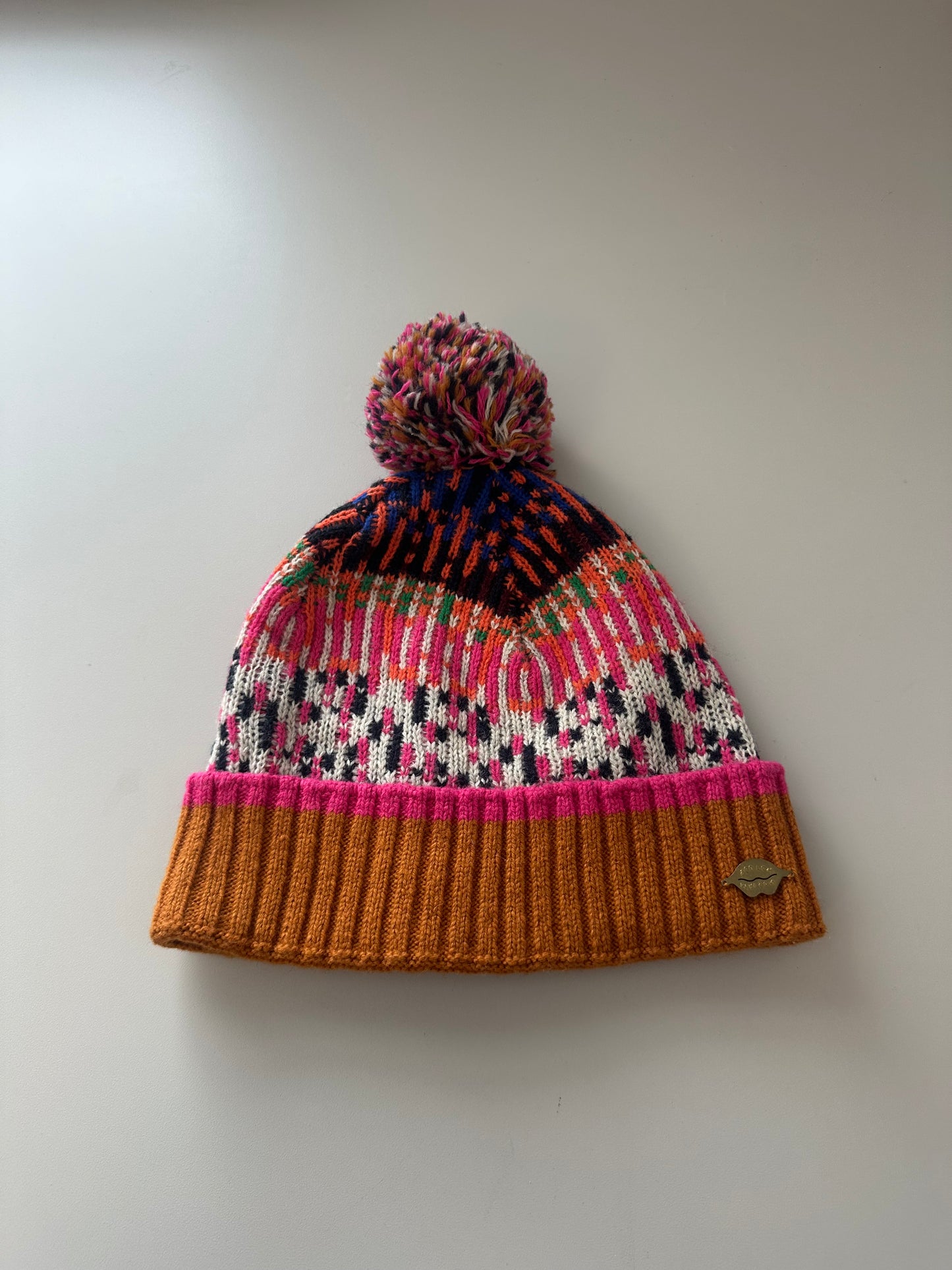 Scotch & Soda Multicolored Knit Beanie Hat with Pom Pom
