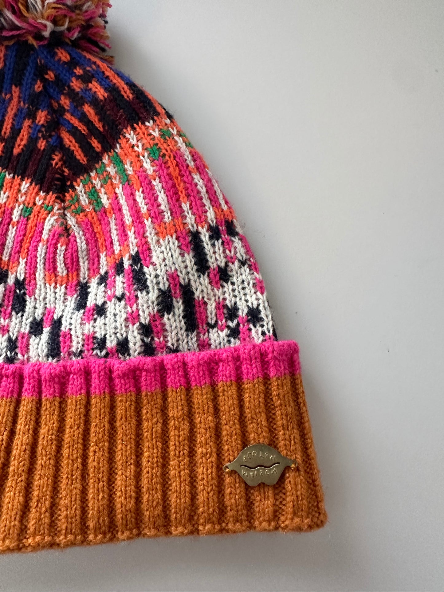 Scotch & Soda Multicolored Knit Beanie Hat with Pom Pom