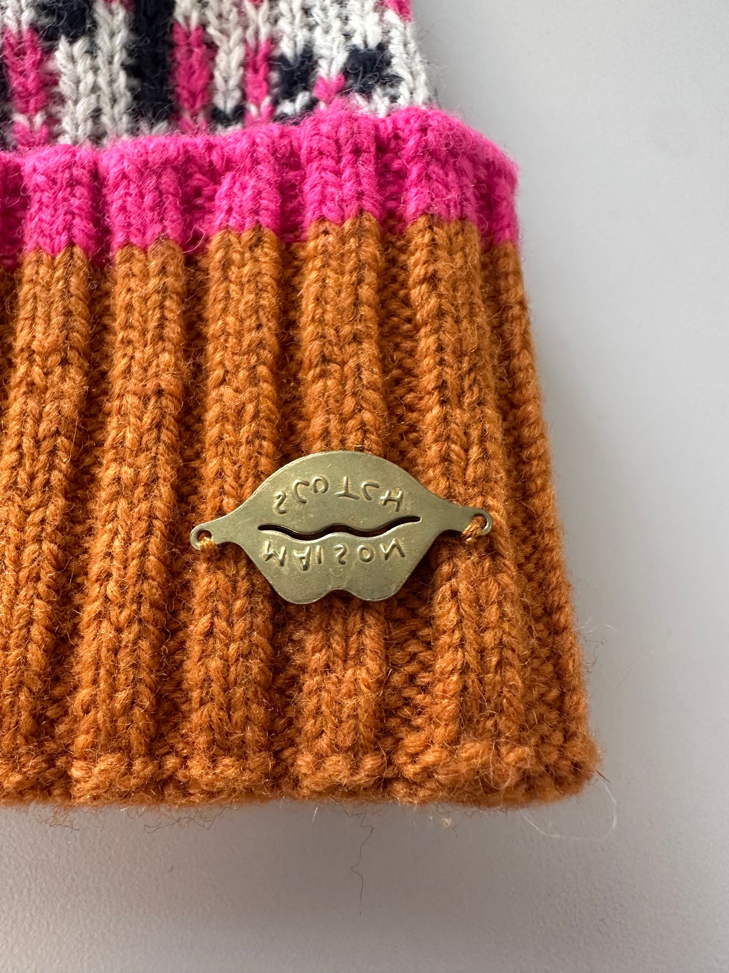 Scotch & Soda Multicolored Knit Beanie Hat with Pom Pom