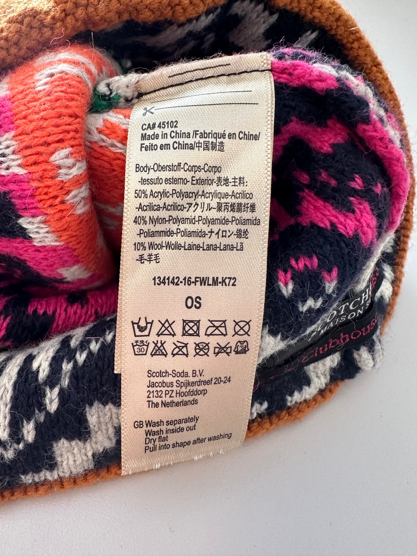 Scotch & Soda Multicolored Knit Beanie Hat with Pom Pom