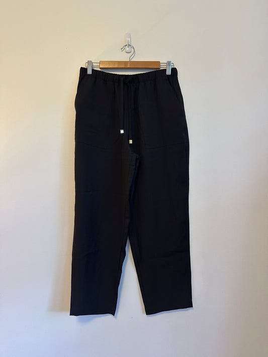 Zara Black Elastic Waist Drawstring Patch Pocket Trousers | Size Small