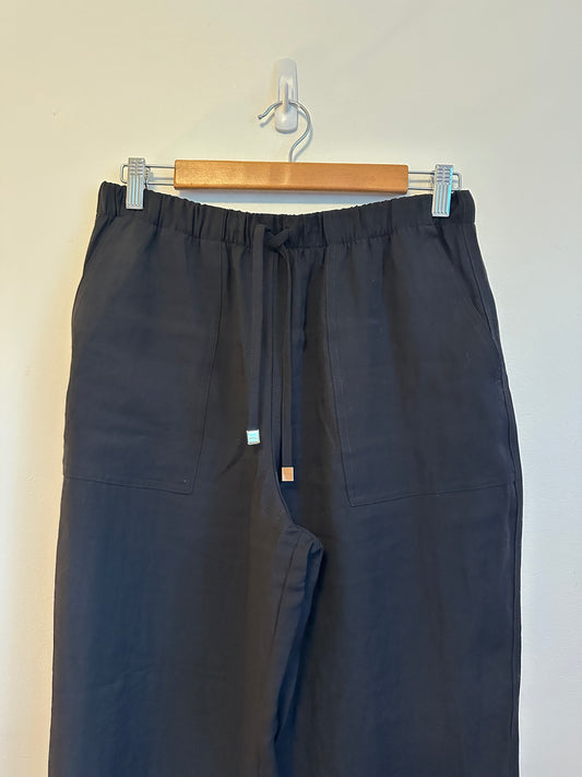 Zara Black Elastic Waist Drawstring Patch Pocket Trousers | Size Small