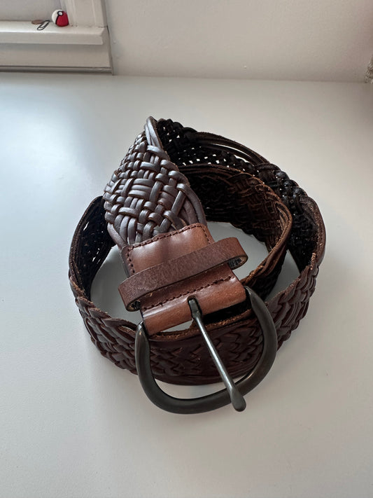 Banana Republic Brown Leather Woven Belt | Size XS