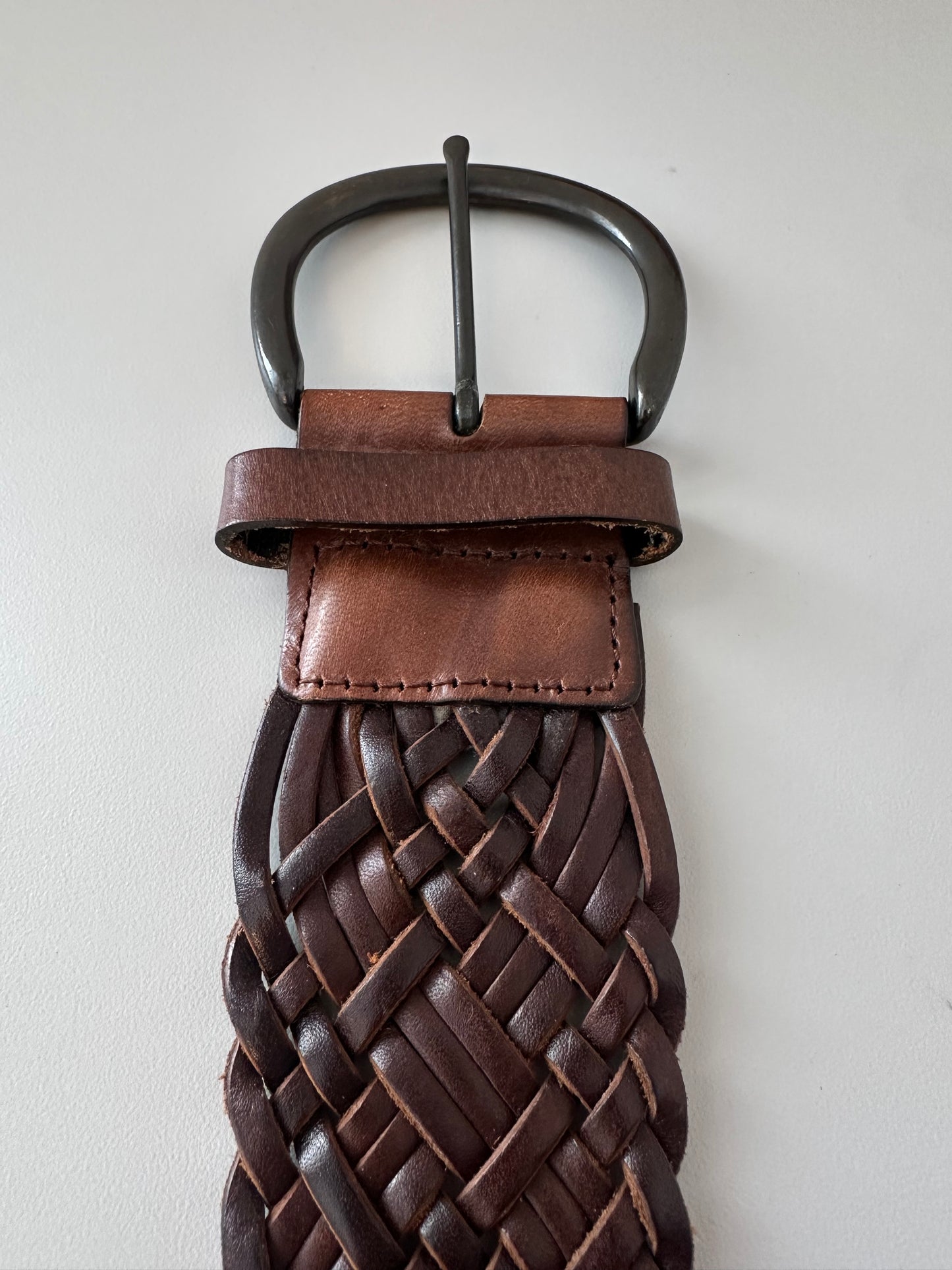 Banana Republic Brown Leather Woven Belt | Size XS