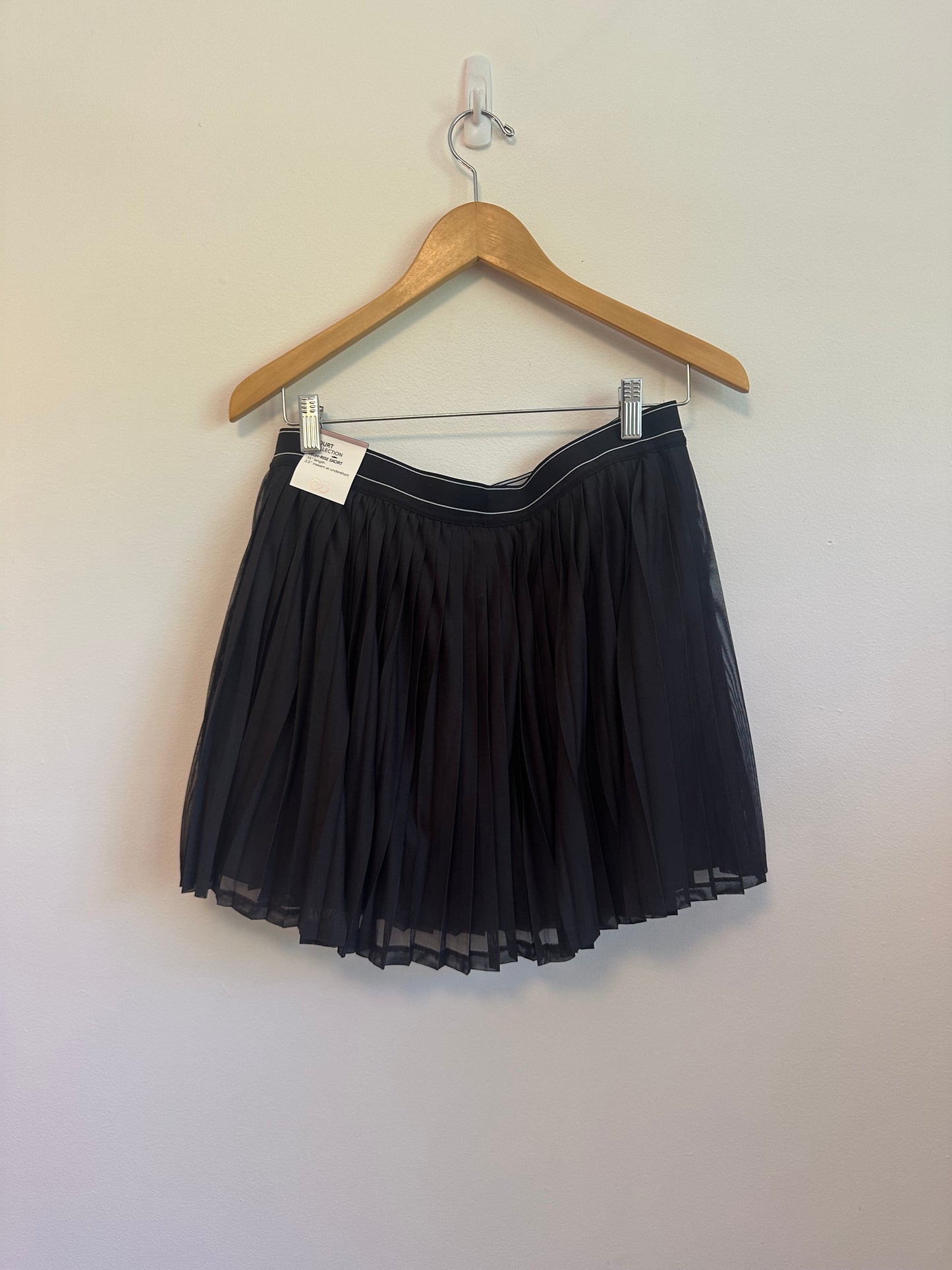 NWT Calia Pleated Mesh Skort in Black | Size Large